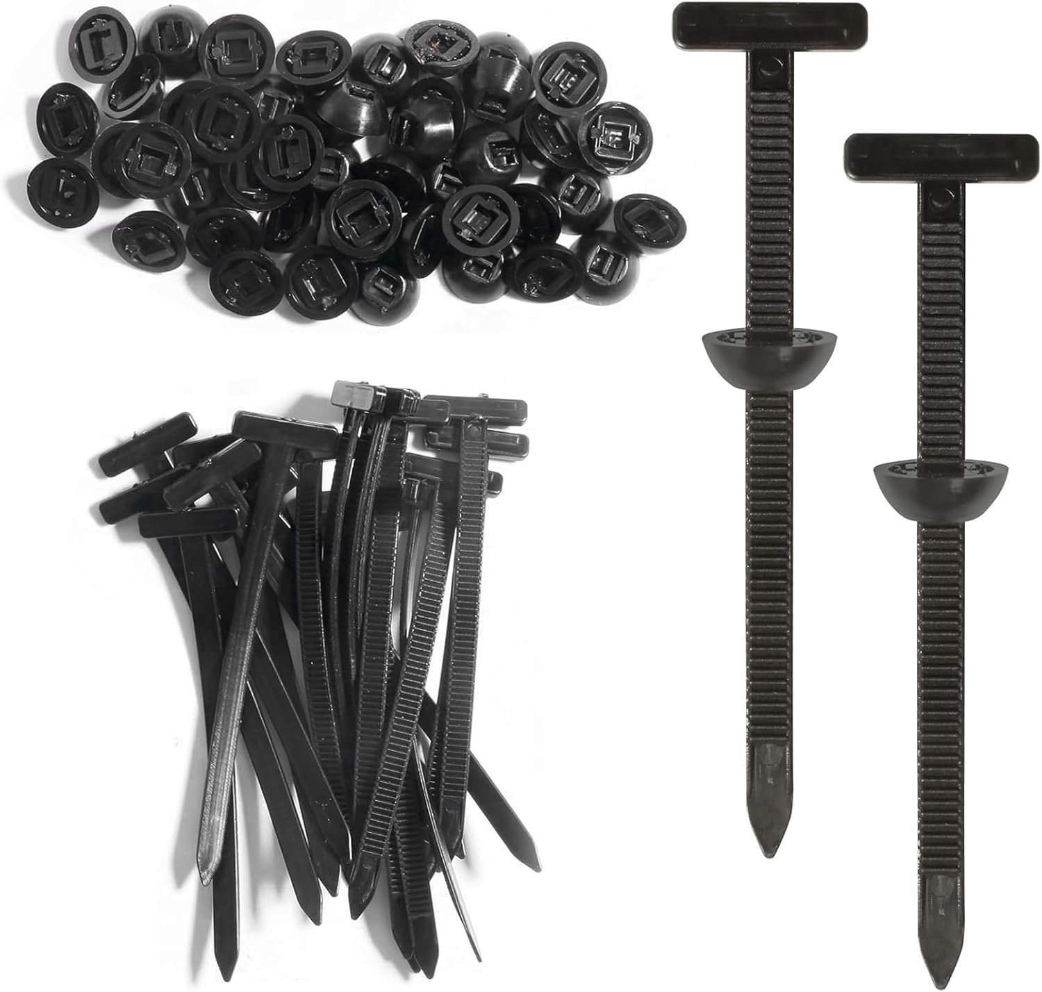 Zalizr 50 Pcs Heavy-Duty Nylon Universal Cable Tie Buckles with Pin & Button, Multipurpose Self-Locking Zip Tie Holders for Auto Repair, Cable Management, and Quick Fix Solutions image number 3