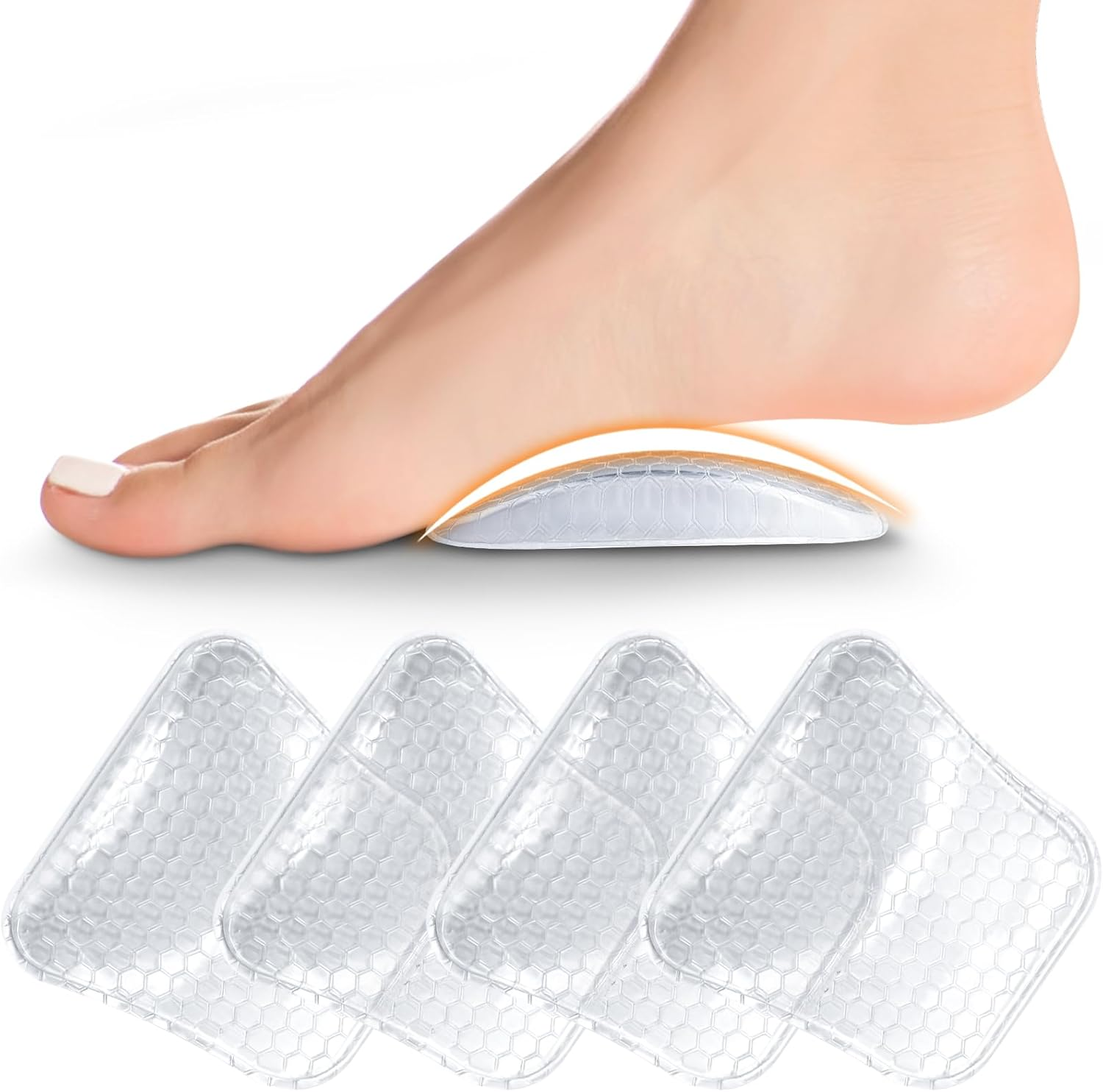 Arch Support Inserts Women for Flat Feet, Gel Arch Inserts for Plantar Fasciitis Relief, Non-Slip Arch Support Pads, Two-Option of Different Heights, Beige, Two Pair High: 0.47In