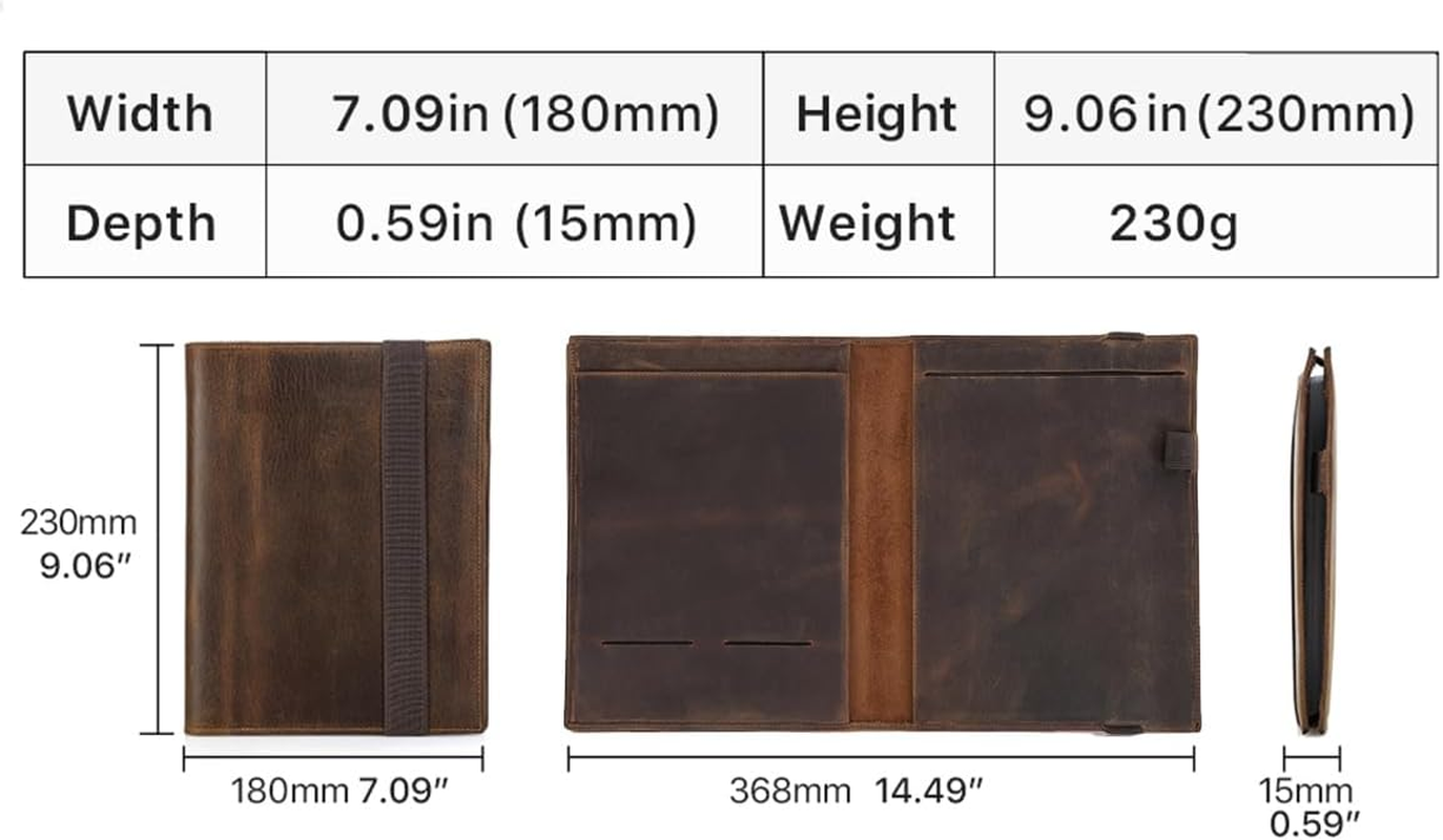 Contacts Full Grain Leather Portfolio for Men Legal Pad Padfolio Folder Binder Organizer Notebook Holder Fit 7.9" Ipad and A5 Size Document image number 3
