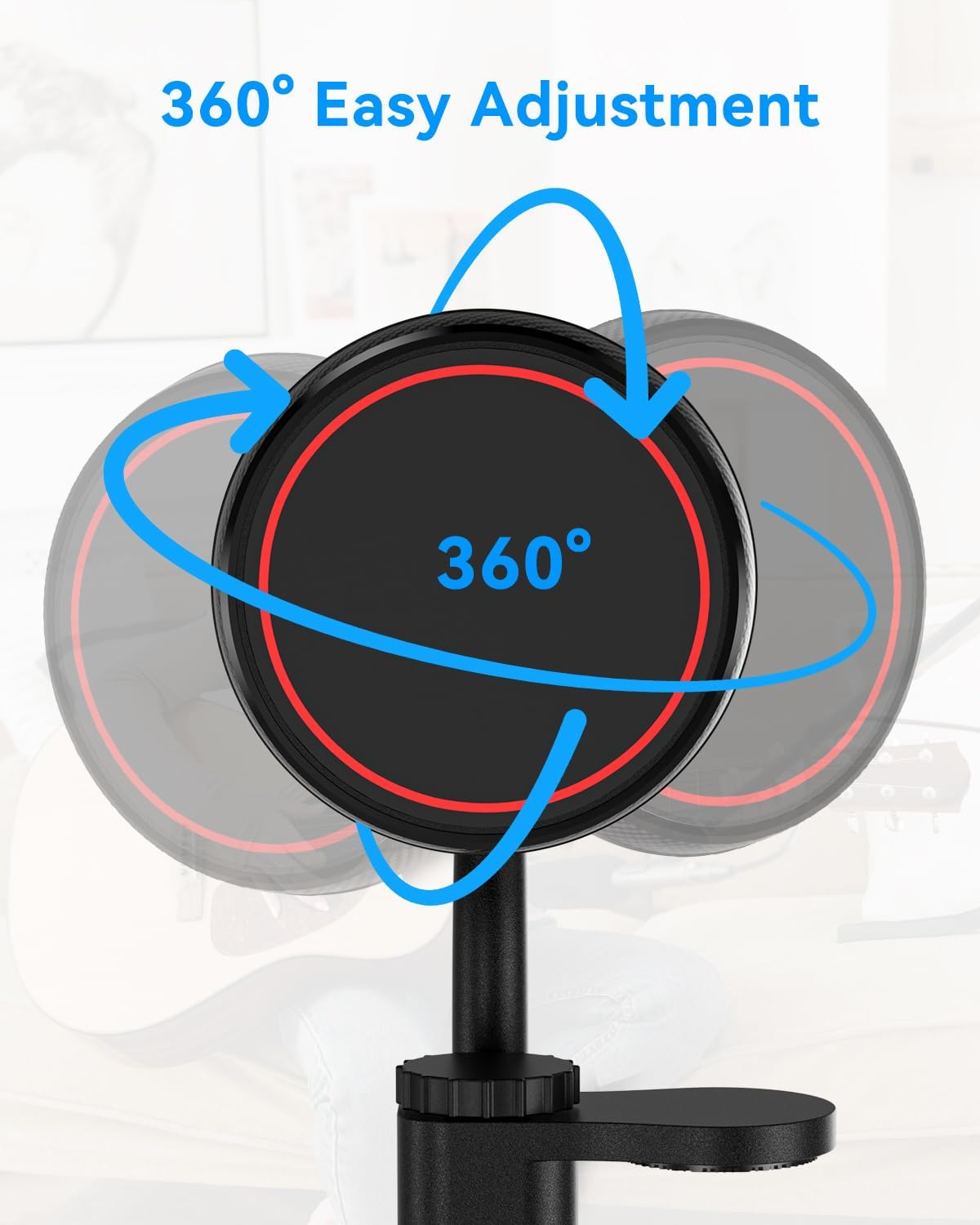 ALAFLY Guitar Head Phone Holder - Universal Smartphone Mount for Guitar, Bass, Ukulele, 360&deg; Rotating & Adjustable Ideal for Video Recording/Live Streaming/Online Teaching image number 1