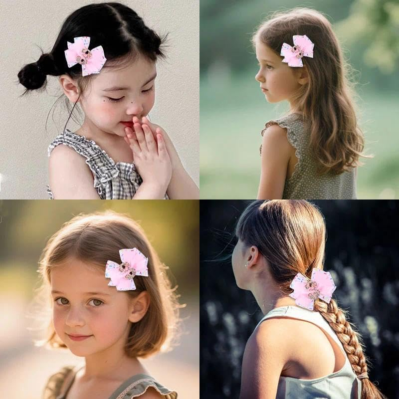 Ice Cream Birthday Hair Bow Clips Sprinkle 3Rd Birthday Girl Hair Bows for Happy Bday Party Favors Glitter Bows Side Clip for 3 Years Old Girls Kids - 2 Year Old Pink image number 3