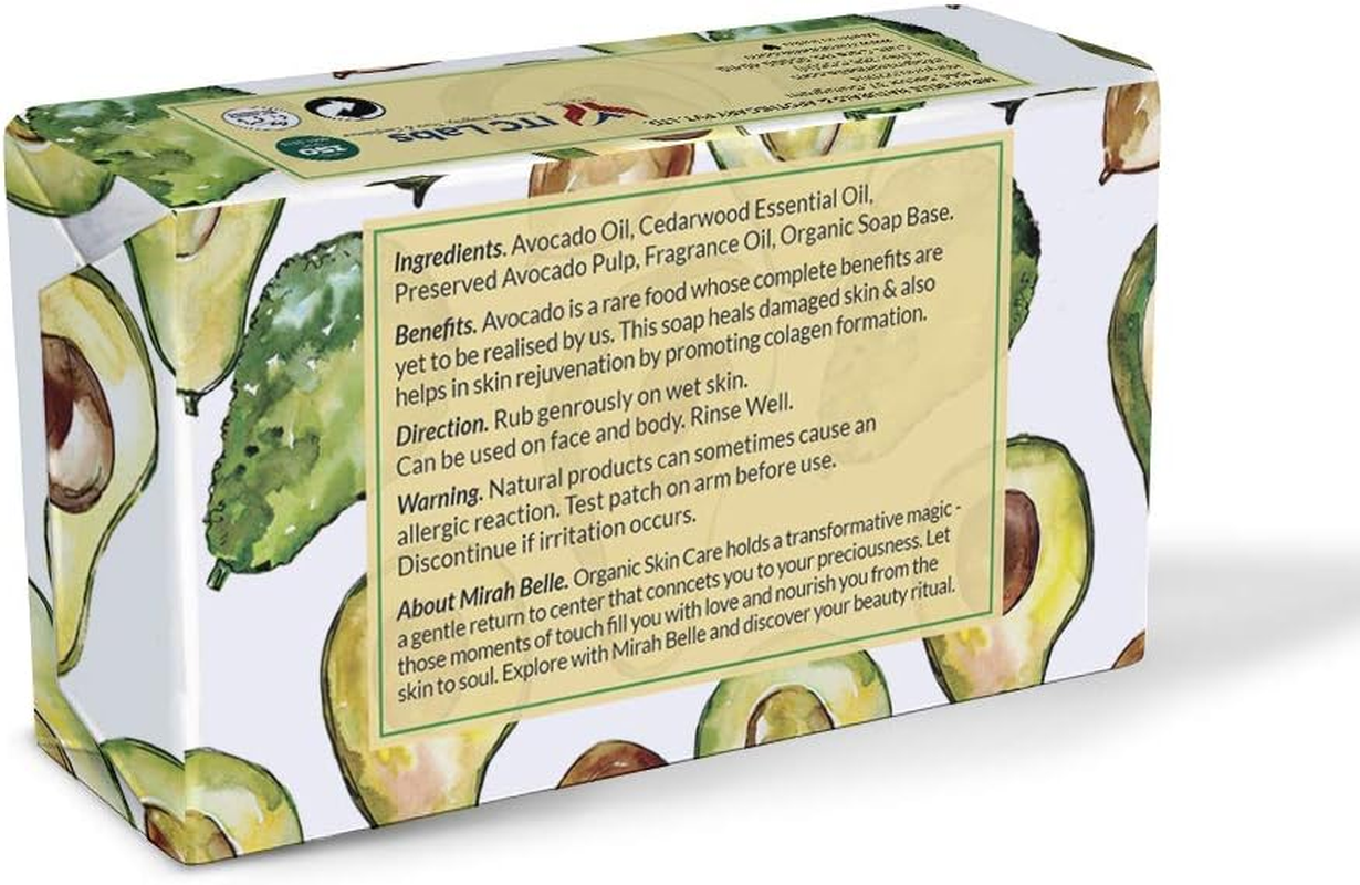 Mirah Belle - Organic Avocado Collagen Soap Bar - (Pack of 3-125 GM) - Best for Anti-Aging, Skin Tightening, Smoothening - Good for Dull and Aging Skin - 375 Gms
