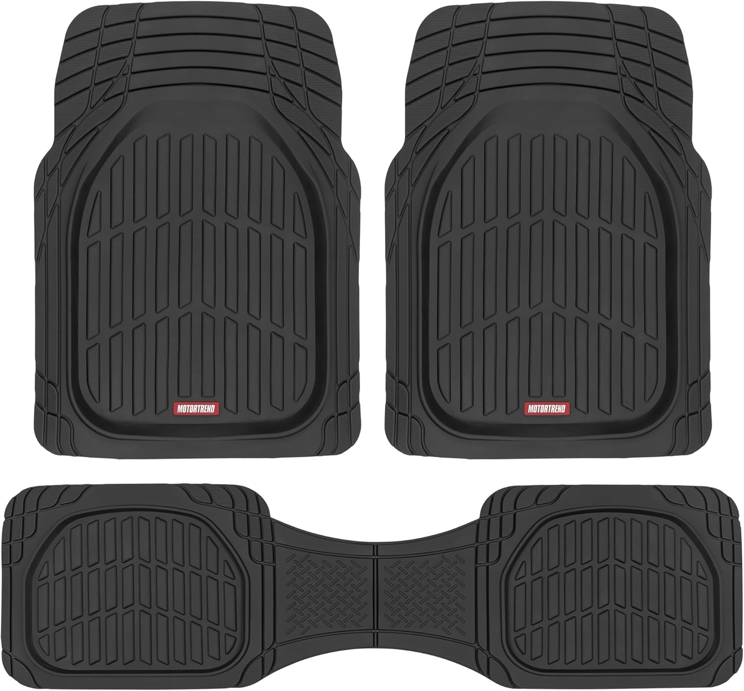 Motor Trend Flextough Floor Mats for Cars, Burgundy Deep Dish All-Weather Car Mats, Waterproof Trim-To Fit Automotive Cars Trucks SUV, Universal Liner Accessories