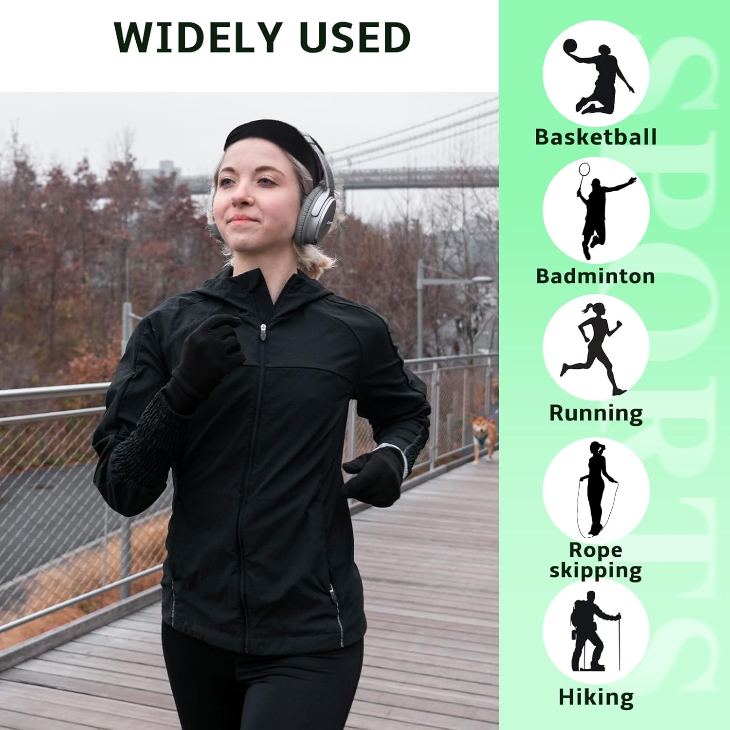 Sularpek 2 Pack Headbands for Women'S Hair, Soft Stretchy Hair Band, Head Bands Adult Women, Fabric Headband for Makeup, Yoga, Running, Unisex Gym Yoga Headbands(Black and Brown) image number 2