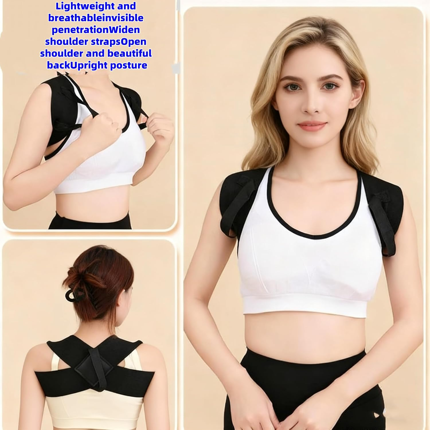 Posture Corrector for Women & Men, Breathable Back Brace for Neck, Shoulder & Back Pain Relief, Adjustable Posture Support for Desk/Computer/Phone Use