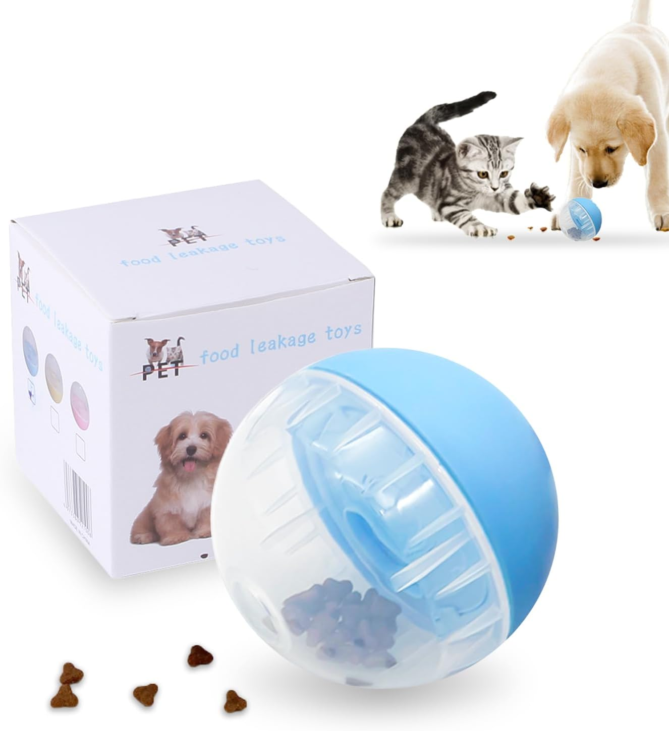 TORMEN Dog Treat Ball Toy, Pet Zone IQ Dispensing Interactive Food Dispenser Puzzle for Pets, Adjustable Difficulty, Durable Leak-Resistant Ball, Treat-Dispensing Toy for Exercise & Fun (Blue) image number 3