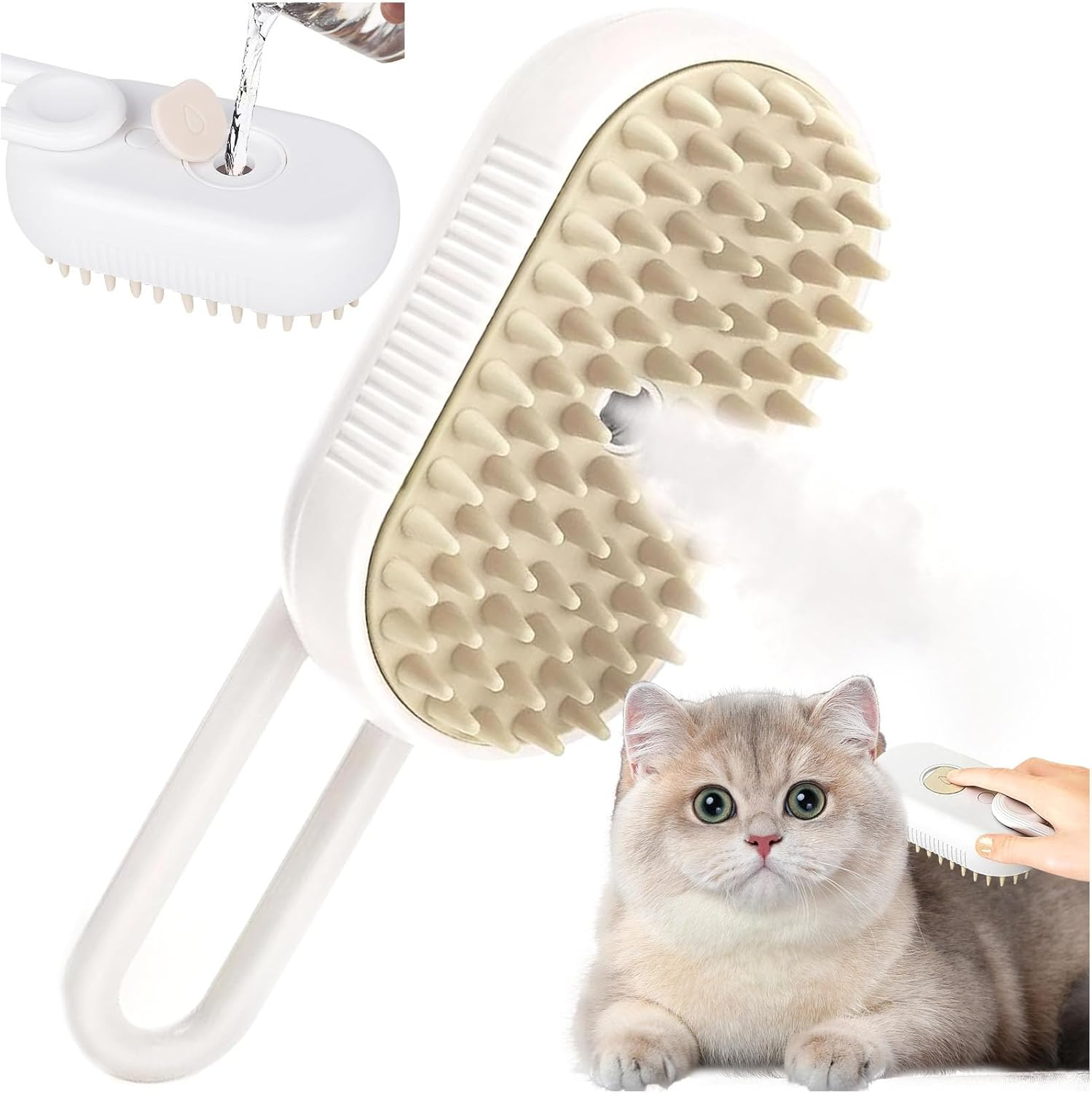 Cat Brush with Steam 3-In-1 Multifunctional Steamy Cat Brush Steam Brush Cat Steamy Brush Cat Care Brush Steam Brush for Cats and Dogs for Hair Removal image number 2