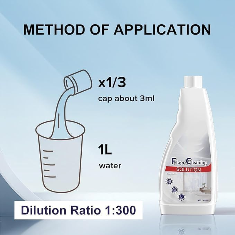 2 Bottle Floor Cleaning Solution Compatible with Roborock Robot Vacuum and Mop Cleaner,Deep Cleans for Multiple Hard Floors, Suitable for All Robot Vacuums with Mopping