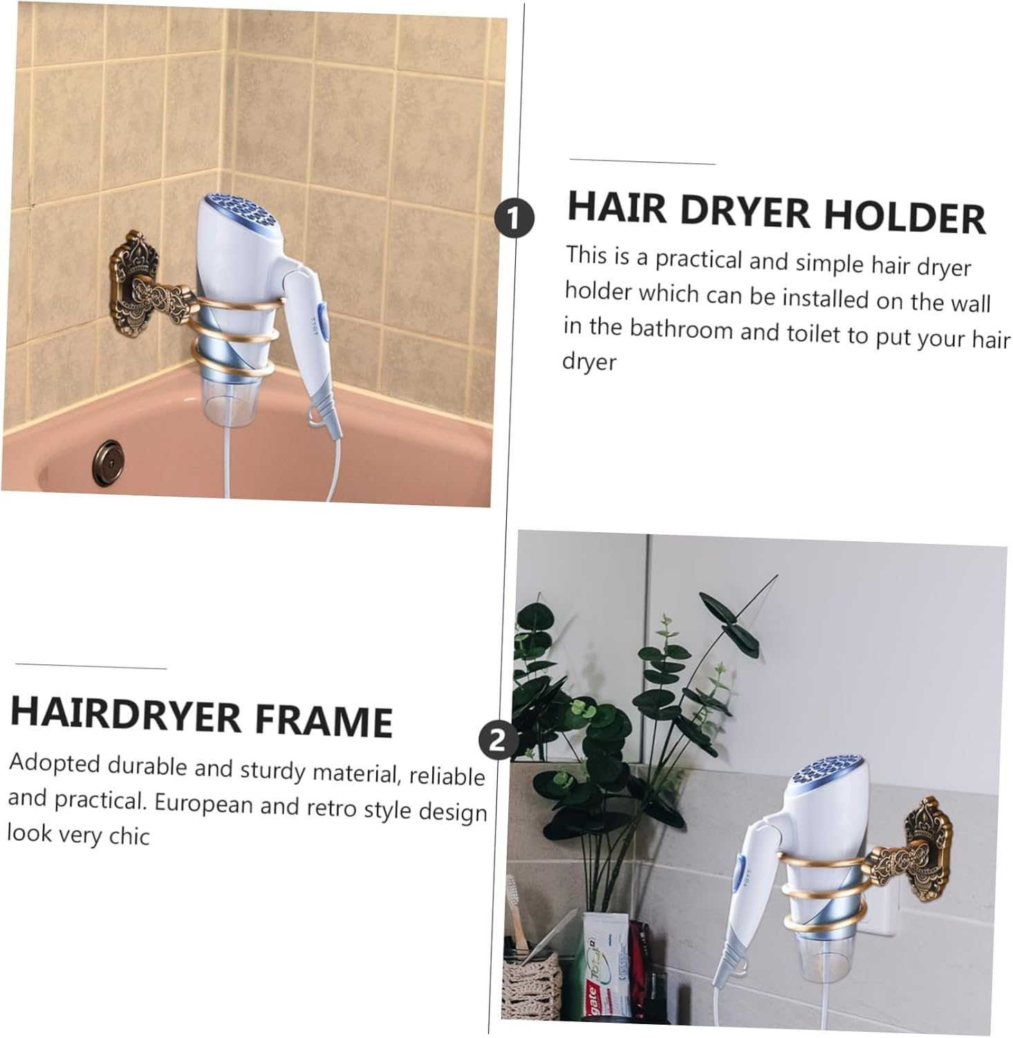 FRCOLOR Hair Dryer Organizer Spiral Rack Hands Hair Dryer Holder Storage Holder image number 5