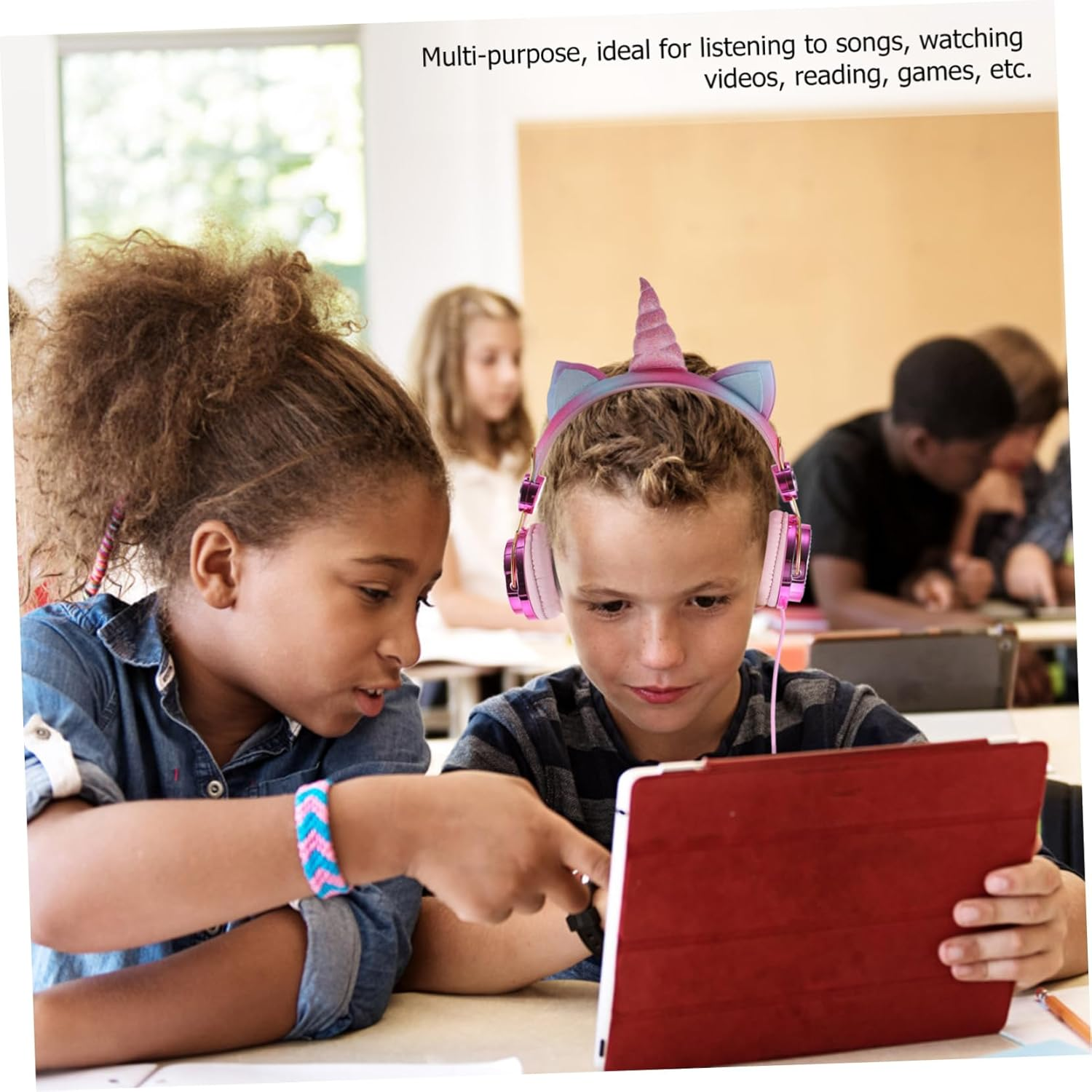 FUNNETOYU Gaming Headset with Rhinestone Decoration Portable over Ear Earphones for Cellphone and Computer Comfortable Soft Earmuffs Wired Headset for Adults Rose Gold image number 6