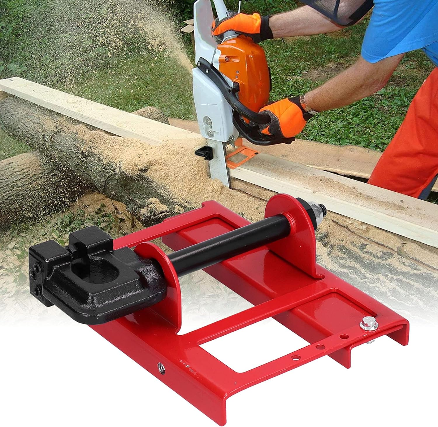 Vertical Cutting Chainsaw Mill Lumber Cutting Guide, Upgrade Lumber Guide Rail Saw Steel Timber Chainsaw Attachment Cut Guided Mill Wood for Woodworkers image number 4