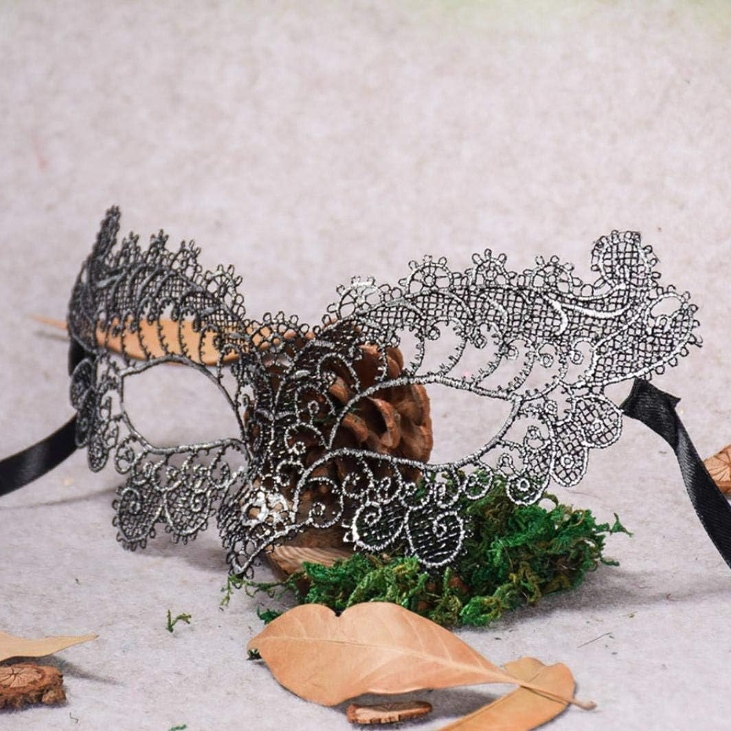 Imapo Masquerade Masks for Women, Girl'S Sexy Lace Venetian Style Eye Mask for Opera Halloween Dancing Evening Party Costume Ball - Vintage Silver image number 3