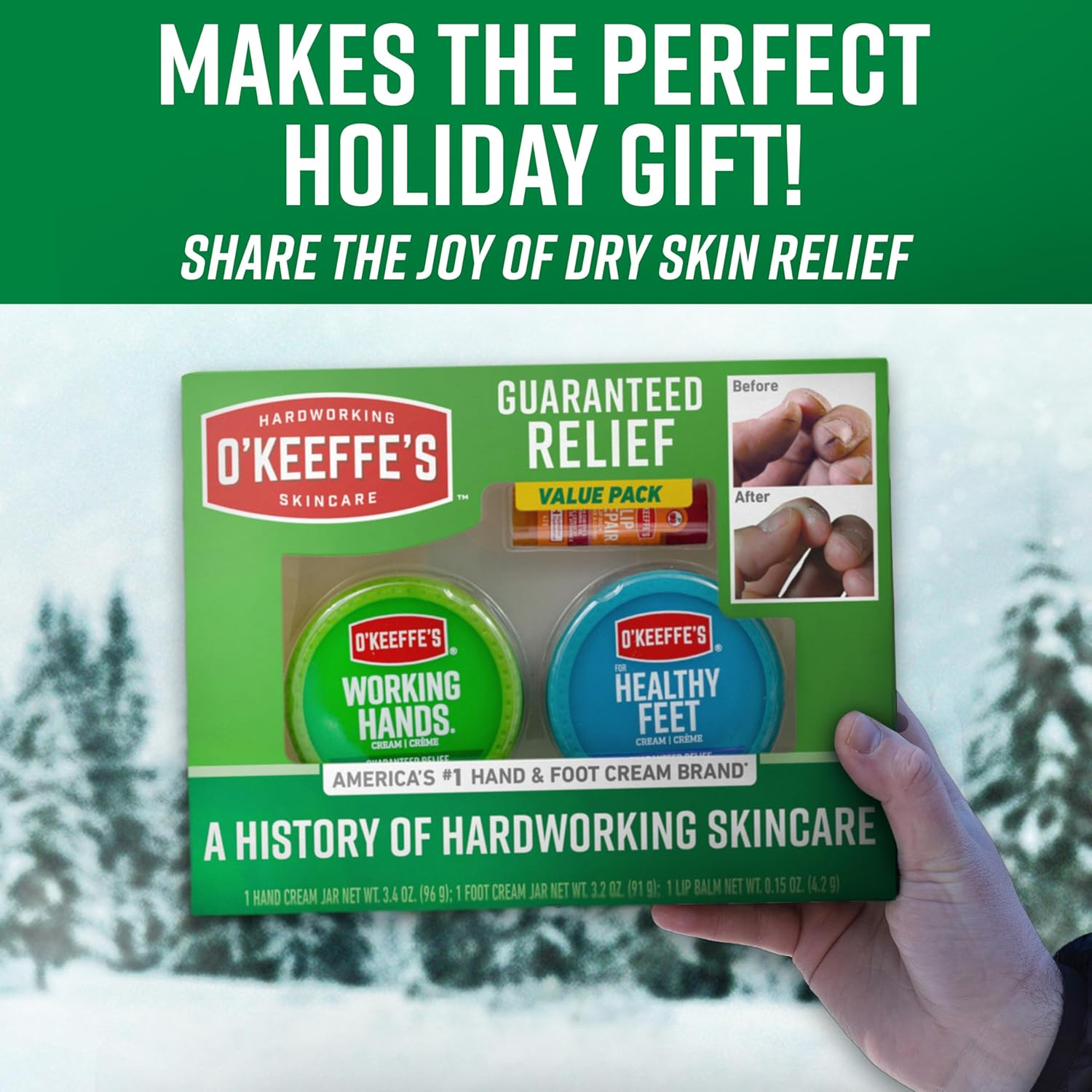 O'Keeffe'S Giftbox Including Lip Repair with Cherry and Vitamin E Oil Stick, Working Hands Jar and Healthy Feet Jar, Gift Idea image number 2