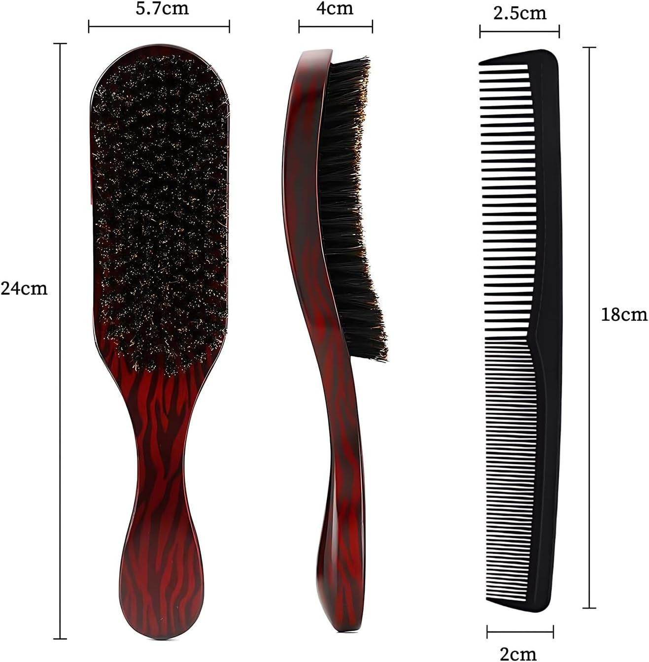 Boar Bristle Hair Brush and Massage Comb for Beard Slick Back Brush for Styling Detangling Smoothing for Men Women image number 2