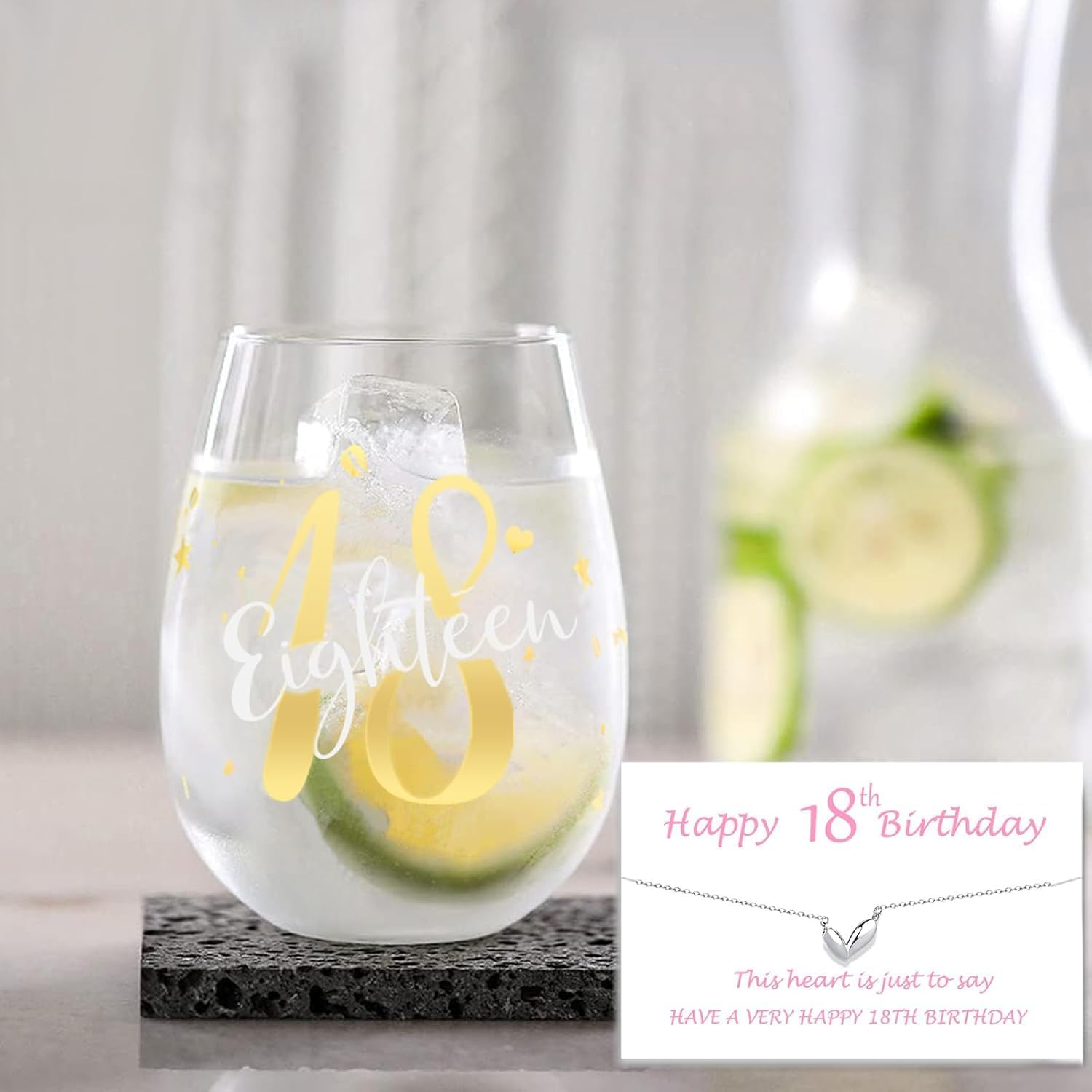 18Th Birthday Gifts for Girls Stemless Wine Glasses Personalised Birthday Gifts for Women Girls Unusual 18Th Birthday Decorations Gifts Presents for Women Best Friend Sister Birthday Glasses
