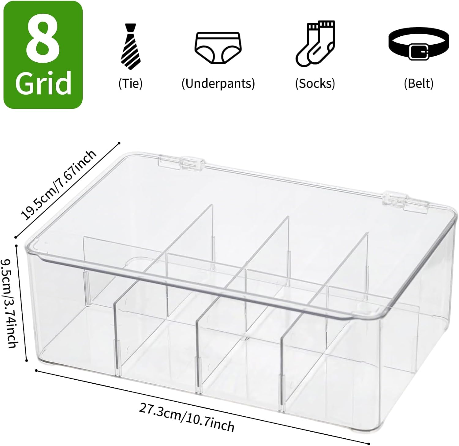 Tea Bag Organiser, Stackable Tea Box, Storage Box with Lid, Transparent Lsolation Layer Organisers Adjustable Dividers Set for Coffee, Biscuit, Bread, Snack, Candy image number 4