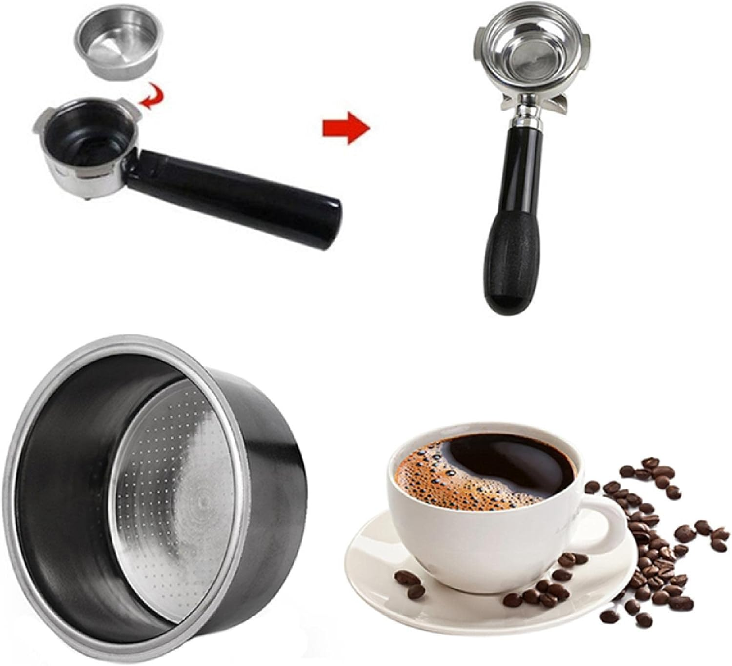 52Mm Coffee Filter Basket Silver Stainless Steel Strainer, 2 Cups Pressurized Filter Basket Espresso Filter Basket for Portafilter Coffee Machine for Breville Gustino Electrolux 1PCS image number 1