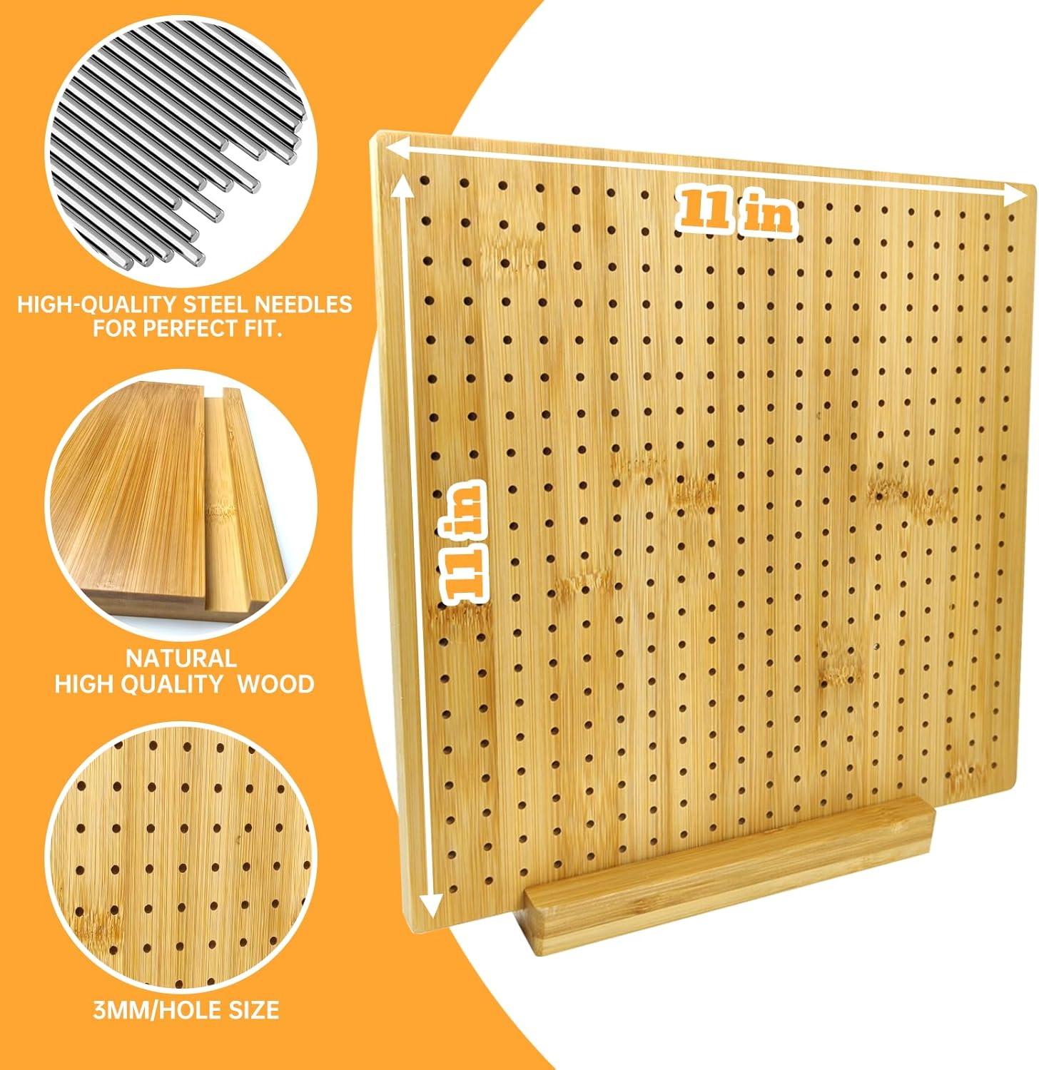 Mint'S Colorful Life 28Cm Crochet Blocking Board with 20 Pcs Steel Pins and 5 Crochet Hook, Bamboo Wooden Knitting Blocking Mats for Crocheting Knitting, Granny Squares Crochet Projects Gifts for Mothers Grandmothers image number 1