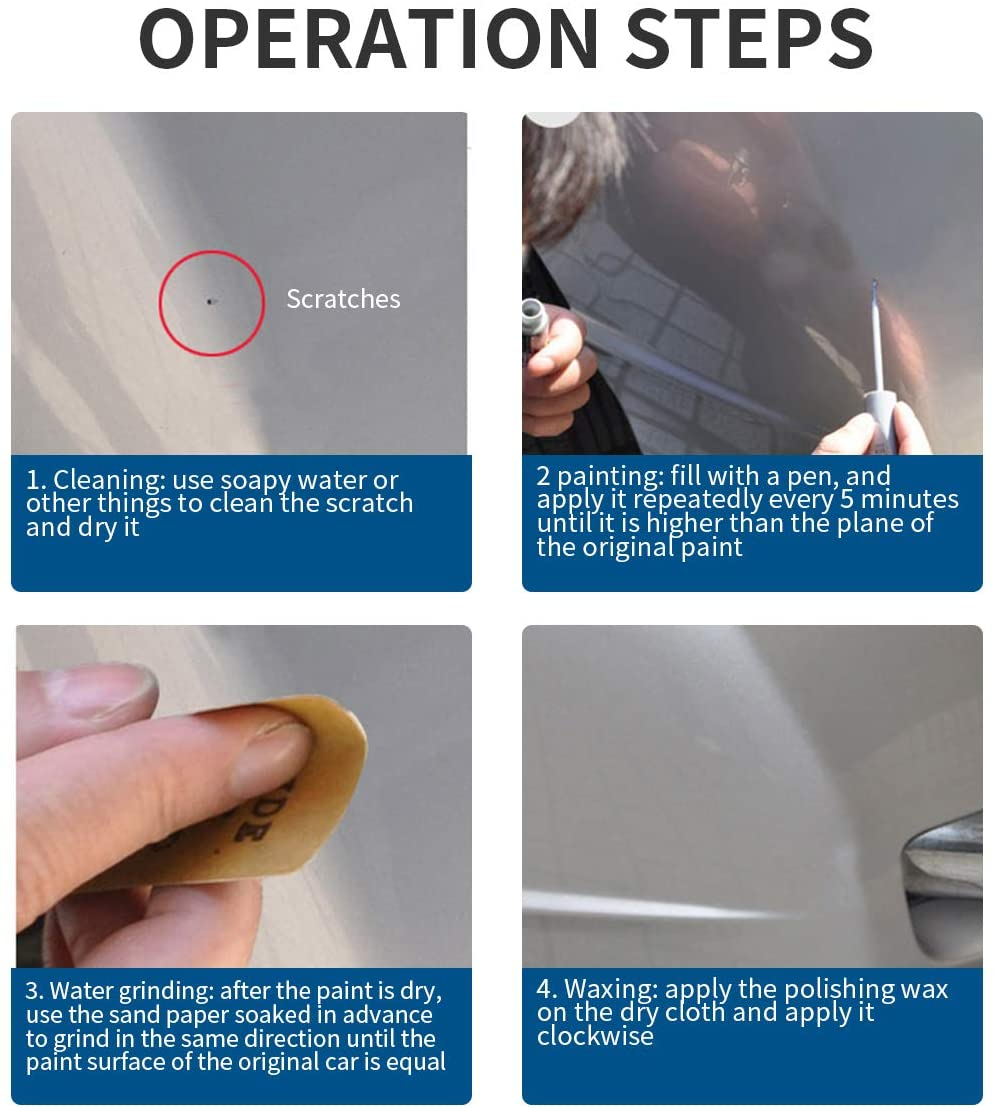 Touch up Paint for Cars Paint Scratch Repair, Waterproof Auto Scratch Remover Pen (Silver Black) - Dark Blue image number 2