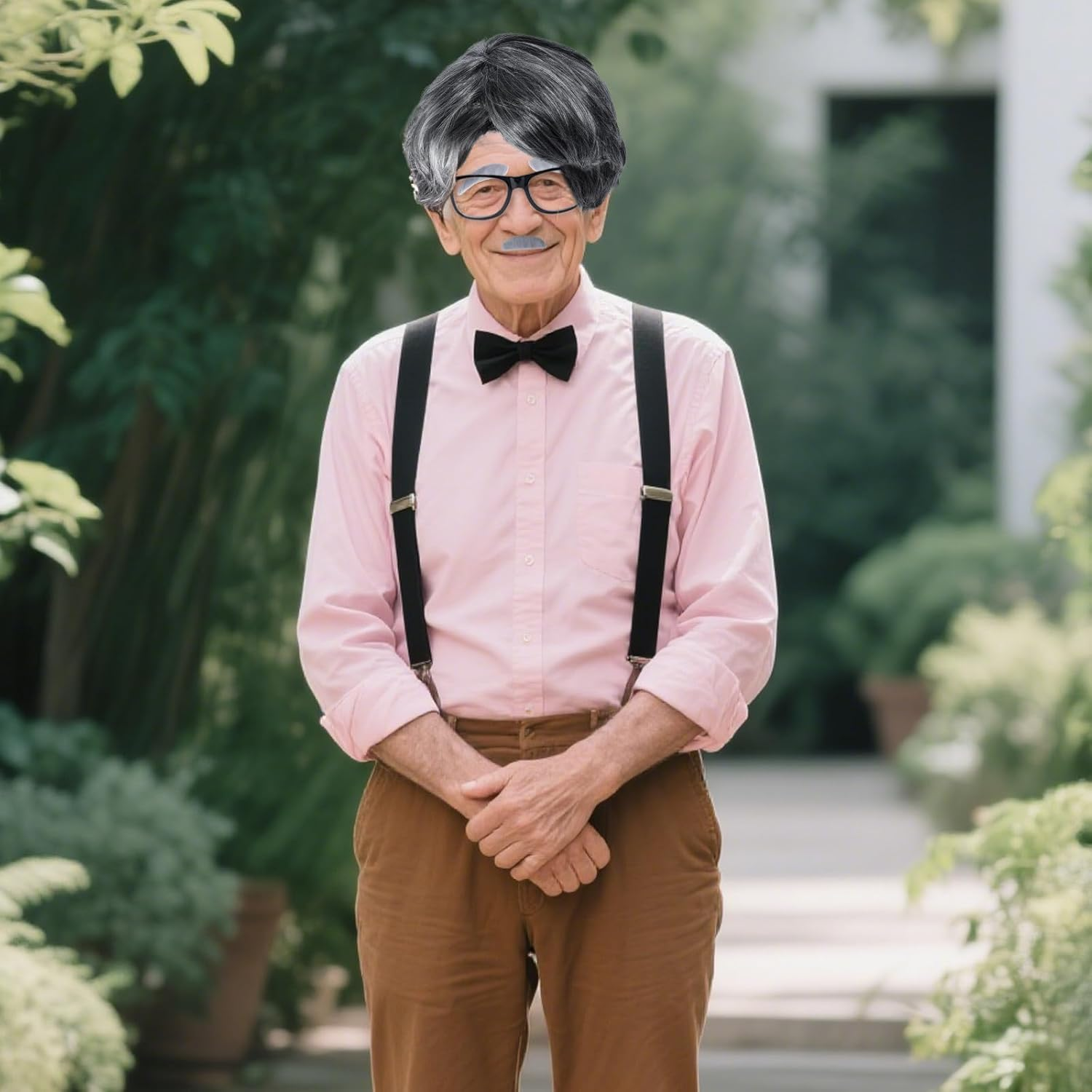 Old Man Costume Wig for Kids 100 Days of School Costume Boys Dress up Accessories Grandpa Costume Cosplay Old People Costume Set for Adults Men Halloween