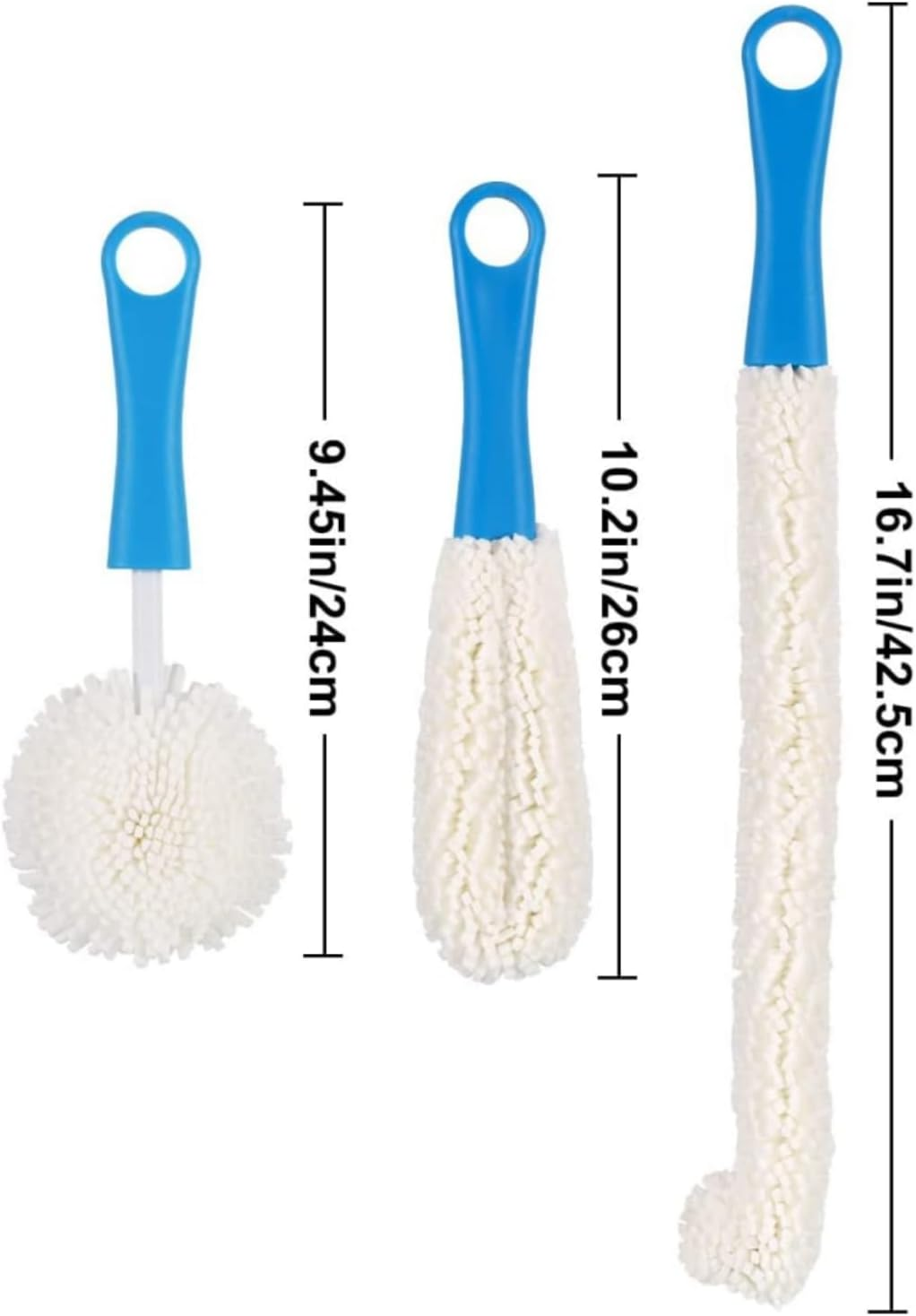 MILIOG 3PCS Decanter Cleaning Brush ，Flexible Wine Glass Brush Set for Narrow Neck Bottles, Goblets, Champagne Flutes - Non-Scratch Household & Bar Tools image number 6