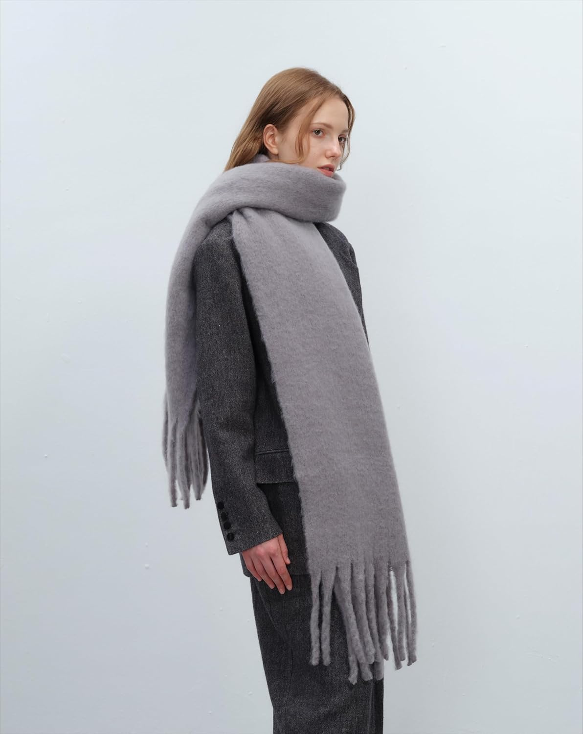 TYHOTULY Chunky Scarf for Women Winter Oversized Thick Warm Tassel Scarves Cold Weather Large Blanket Soft Warm Shawl Wraps image number 3