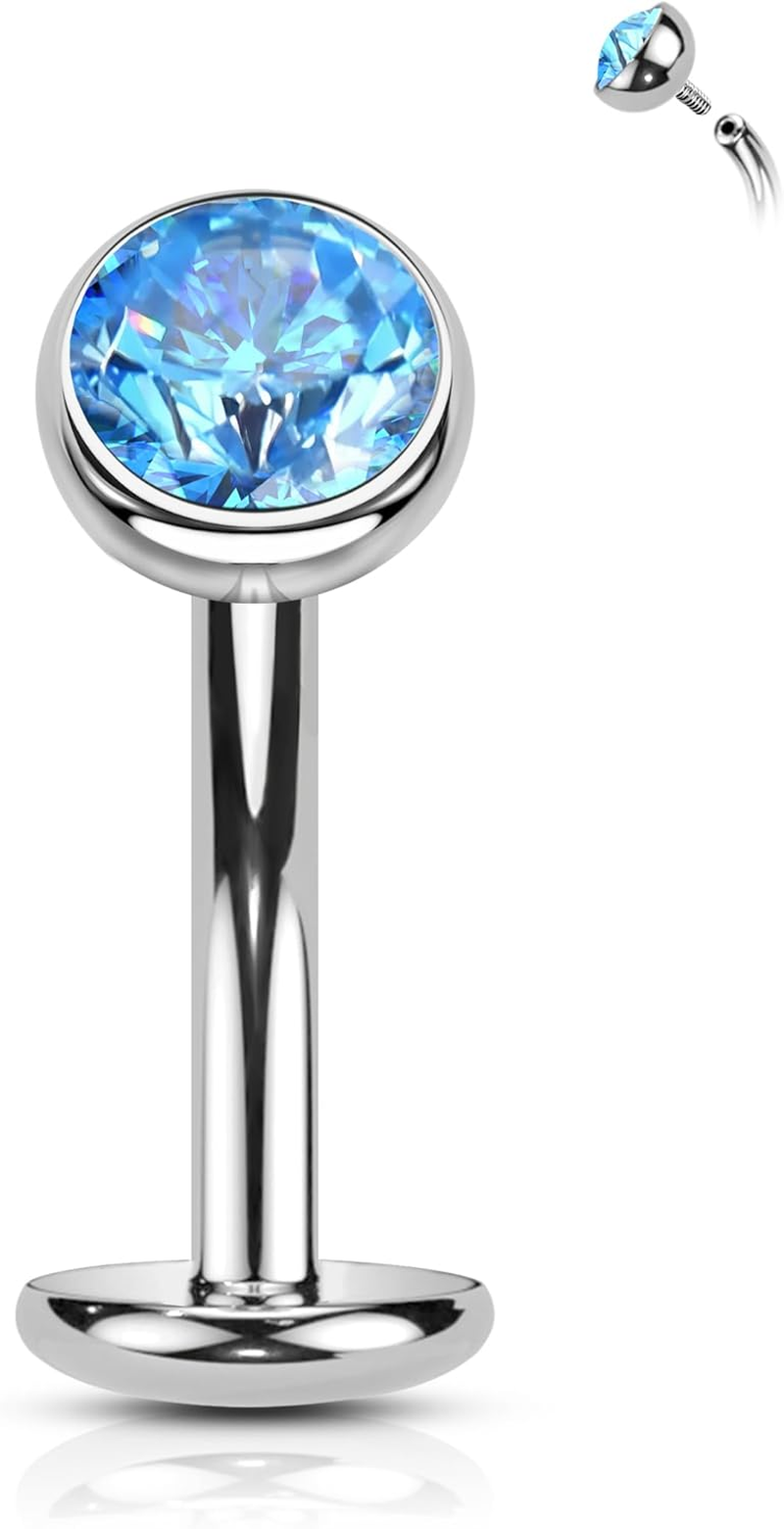 COCHARM G23 Solid Titanium Belly Button Rings Threaded Belly Piercing Jewellery for Women 14G Internally Threaded Floating Navel Rings Hypoallergenic