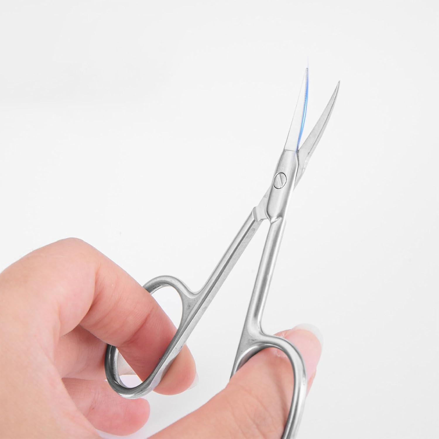 RIBHNXHI Cuticle Scissors Extra Fine for Women and Men, Curved Stainless Steel with Precise Pointed Tip for Manicure Pedicure Nail Eyebrow Eyelash Grooming 3.7 Inch