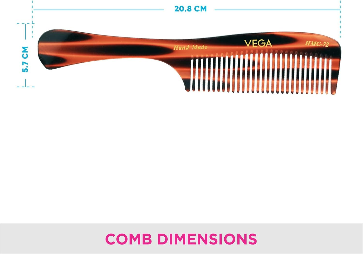 Vega Tortoise Shell Grooming Comb, Brown image number 2