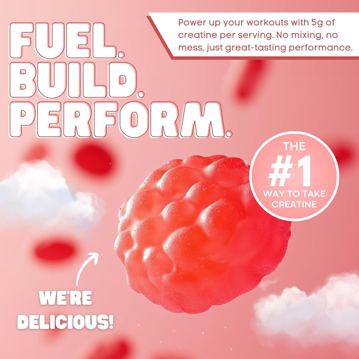 Creatine Monohydrate Gummies for Men & Women, 5G Creatine per Serving | Enhanced Muscle Growth, Strength, Focus and Recovery, Low Calorie, Sugar Free, No Artificial Colours - Strawberry Burst Flavour 120 Gummies image number 2