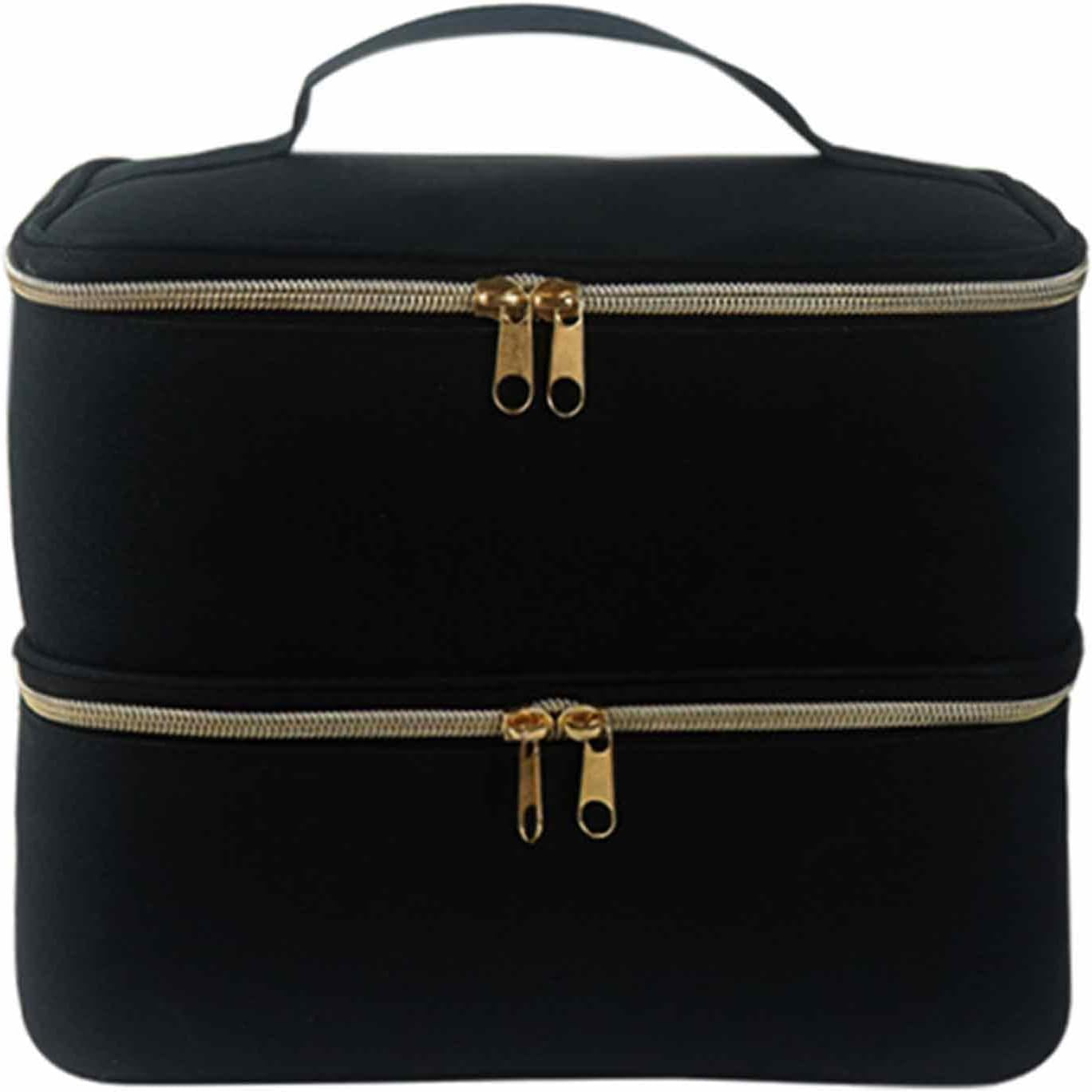 Double Layer Nail Polish Storage Bag Nail Polish Case Organiser Large Zipped Storage Case for Nail Polish 25 X 20 X 19 Cm, Pink, Se R&eacute;f&eacute;rer Au Descriptif, Refer to Description