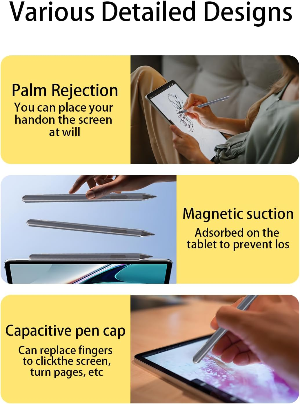 USI 2.0 Stylus Pen - for Amazon Fire Max 11, Google Pixel Tablet and Lenovo/Acer Some Chromebook, 2025 Upgraded 4096 Pressure USB-C Fast Charging Ergonomic and Anti-Slip Slight Hexagonal USI Pen image number 5