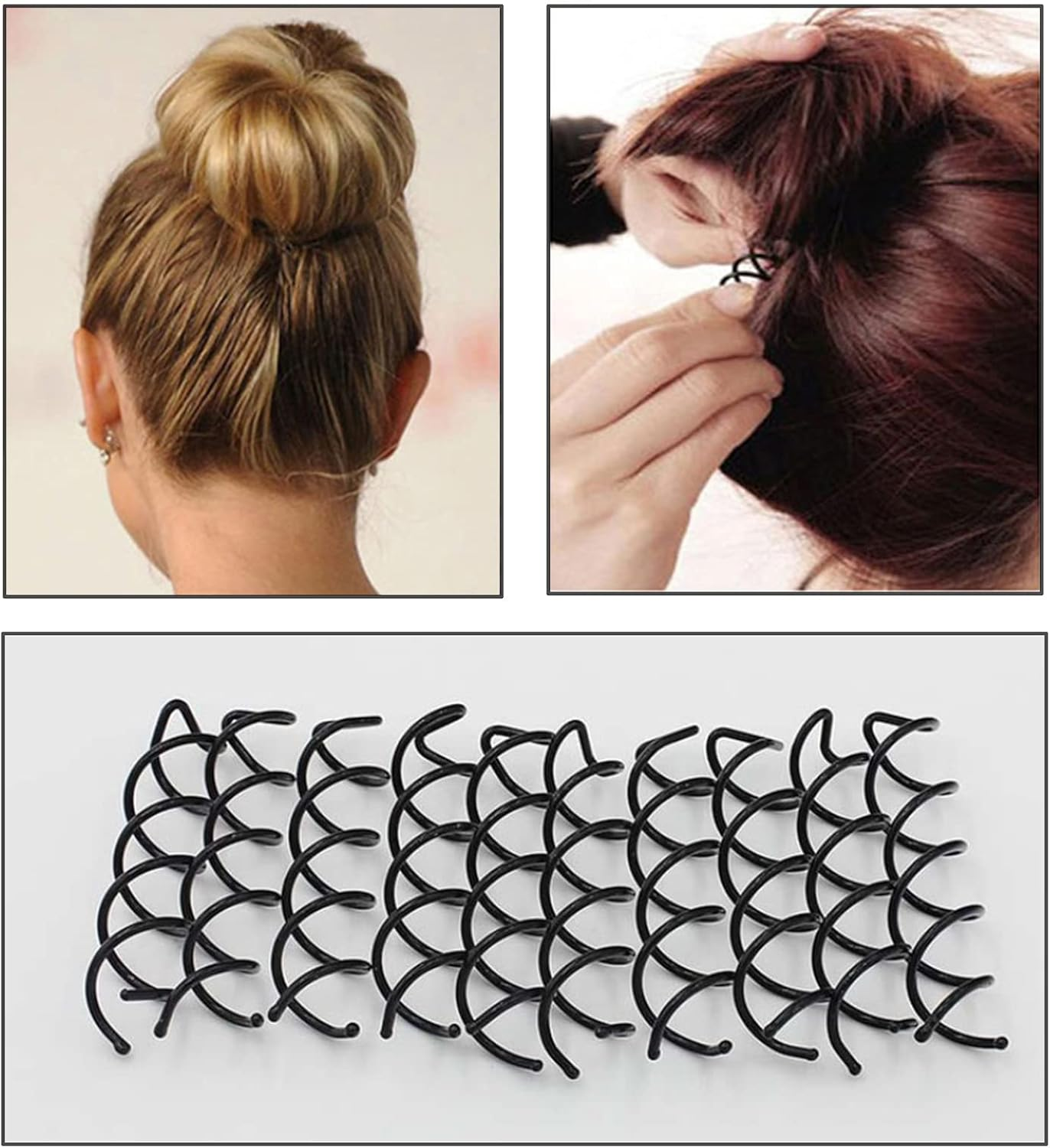 Pack of 20 Spiral Hair Clips, Spiral Hair Pins, Metal Buns Hair Pins, Spiral Clip for Hair Styling, Spiral Shaped Hair Accessories for Girls and Women (10 Black and 10 Rose Gold) image number 4
