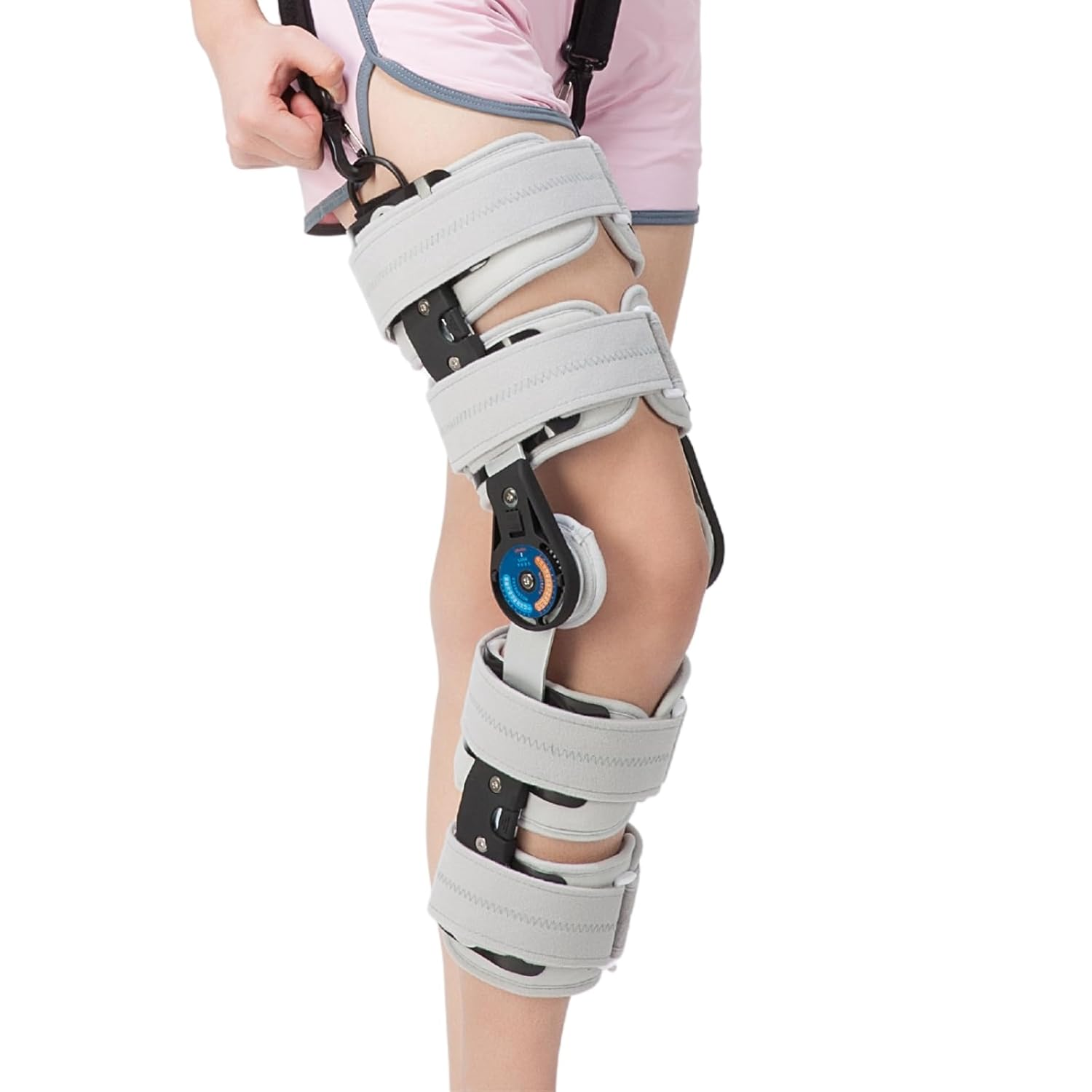 Hinged ROM Knee Brace with Side Stabilizers, Adjustable Post Op Knee Immobilizer for Meniscus Tear, ACL, PCL, MCL, Arthritis, Orthopedic Support after Surgery image number 1