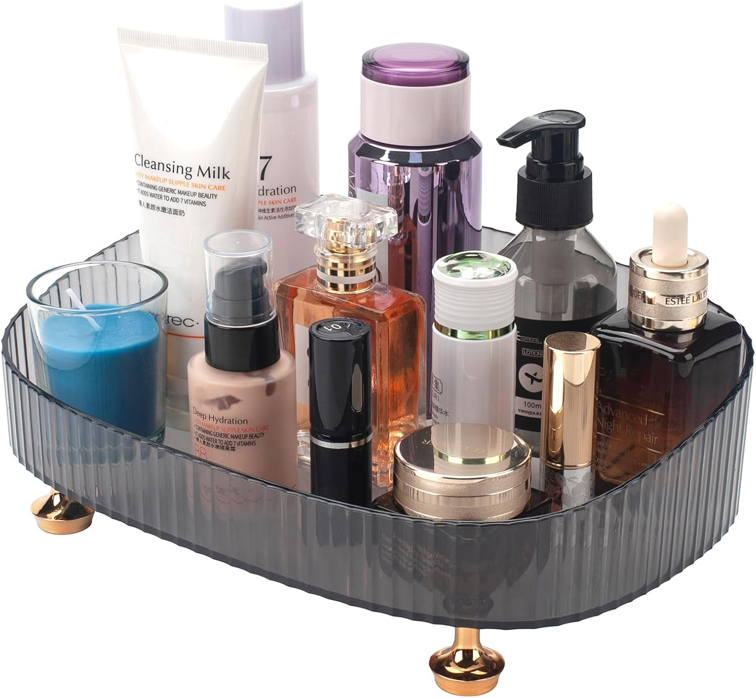 Makeup Perfume Organizer, Bathroom Vanity Tray, Decorative Dresser Tray, Countertop Organizer Tray for Cosmetics, Clear