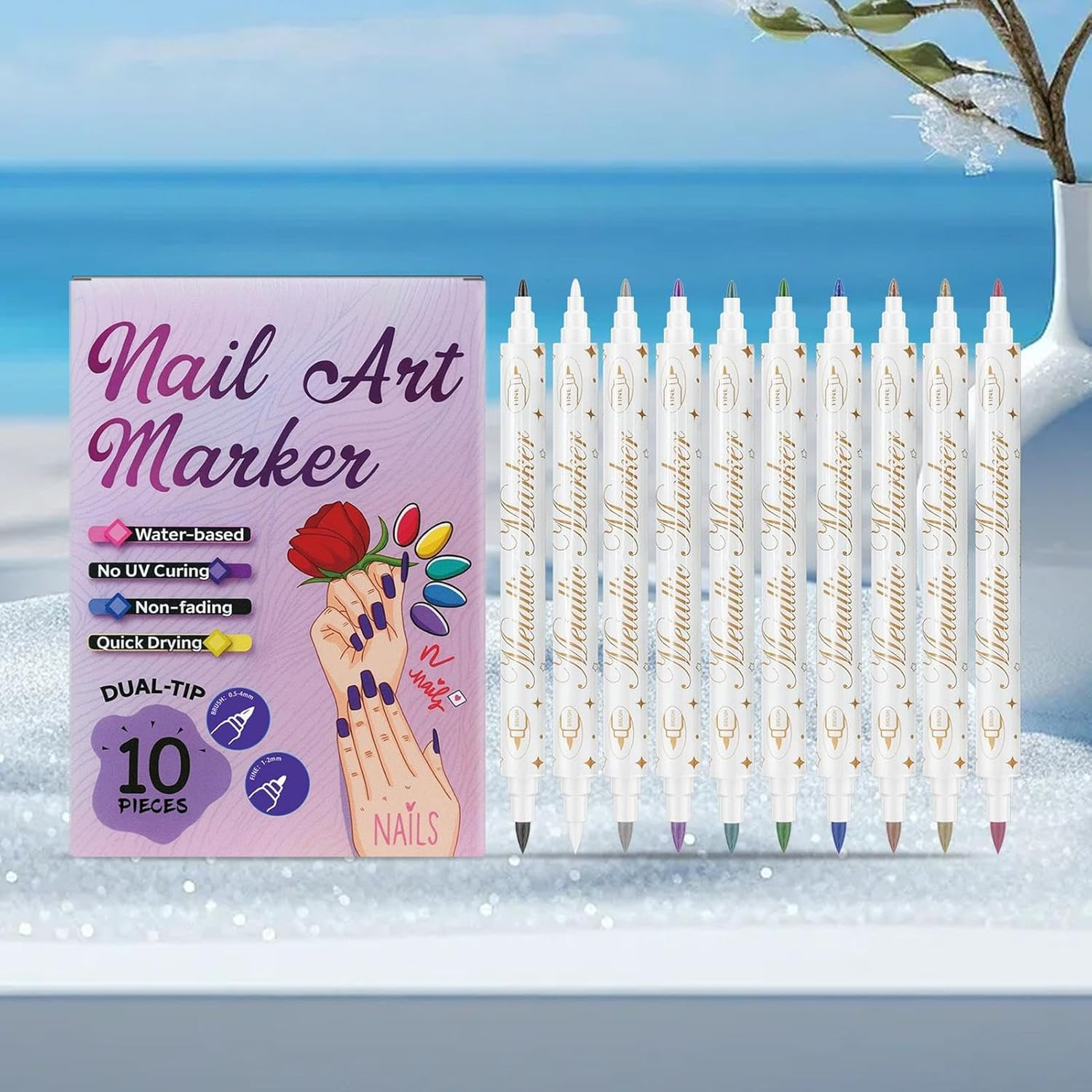 Jsnwernb Nail Polish Markers, 10 Colors Quick Dry Long Lasting Manicure Tools, Kids Nail Paint Pens, for Girls Women Teens Mothers Practice Professional Salon Home Party Holiday Summer Spring image number 4