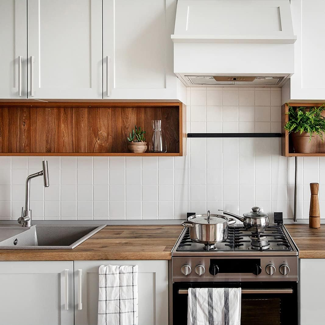 FURNIWARE 10 Pack Cabinet Pulls, Hardware Drawer Handles, Stainless Steel Kitchen Cabinet Door Handles Pull, Brushed Nickel-96Mm(3.7 Inch) Hole Center