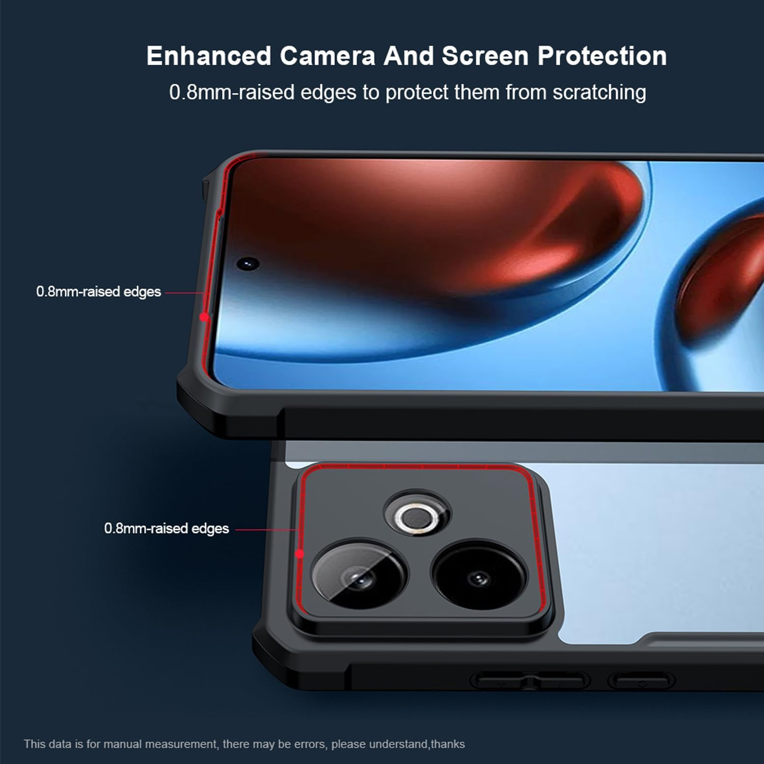 Guizzcg for Oppo A5 Pro 5G Case, Ultra-Thin Cover Soft TPU Bumper + Acrylic Clear Back Military Grade Airbags Shookproof Drop Protection,Black image number 6