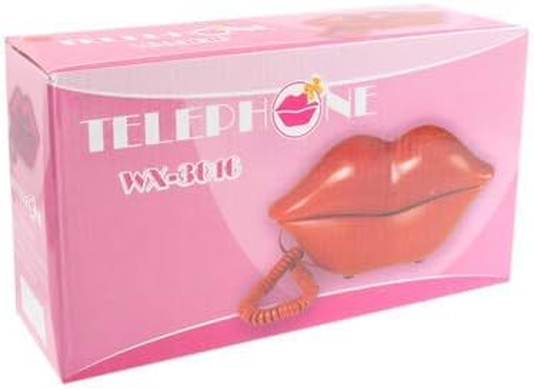 Telpal Corded Landline Phones for Home, Funny Novelty Lip Phone Gift, Wired Mouth Telephone Cartoon Shaped Real Landline Home Office Telephones Furniture Decor (Pink) - Lip-02-Golden image number 4