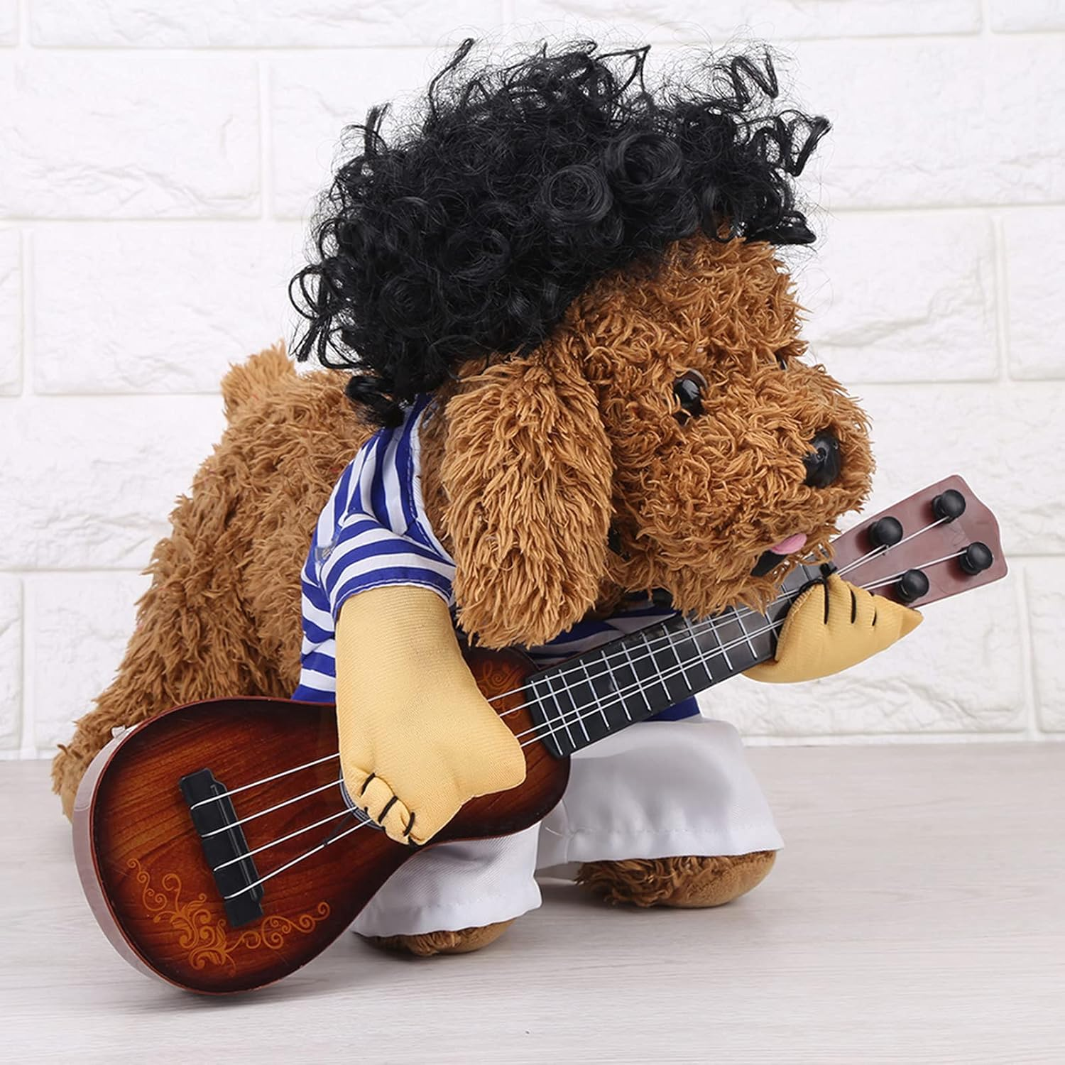 EVTSCAN Pet Guitar Costume, Dog Costumes Guitarist Player Ourfits for Halloween Christmas Cosplay Party Funny Cat Clothes(M)