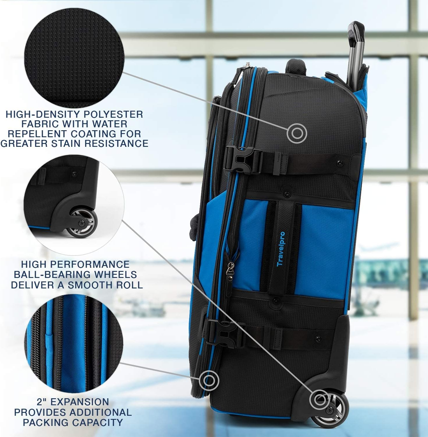 Travelpro Luggage Bold 25" Expandable Rollaboard - Blue/Black image number 2