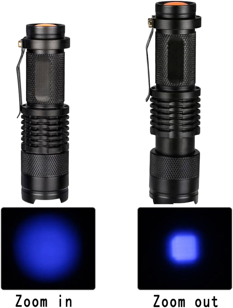 UV LED Blacklight Flashlight,Vagocom Pocket Zoomable Battery Operated Powered Ultraviolet Black Light with Clip 3Modes for Dog Cat Pet Stains,Work with Pet Odor Eliminator(Battery Included) image number 6