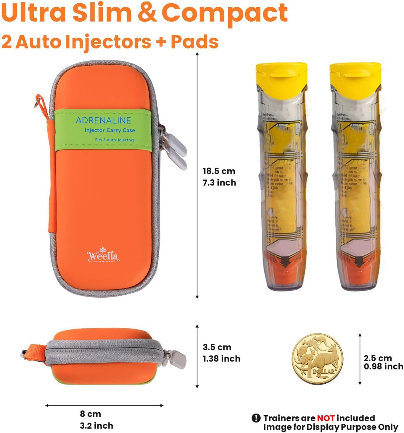 Weefla Empty Hard-Shell Carry Case for Epipen, Ultra Slim Holder for 2 Epi Pen Auto-Injectors, High-Visibility, Splash Resistant, Compact Travel Size for First Responder & Allergy Sufferer (YL) - Yellow image number 2