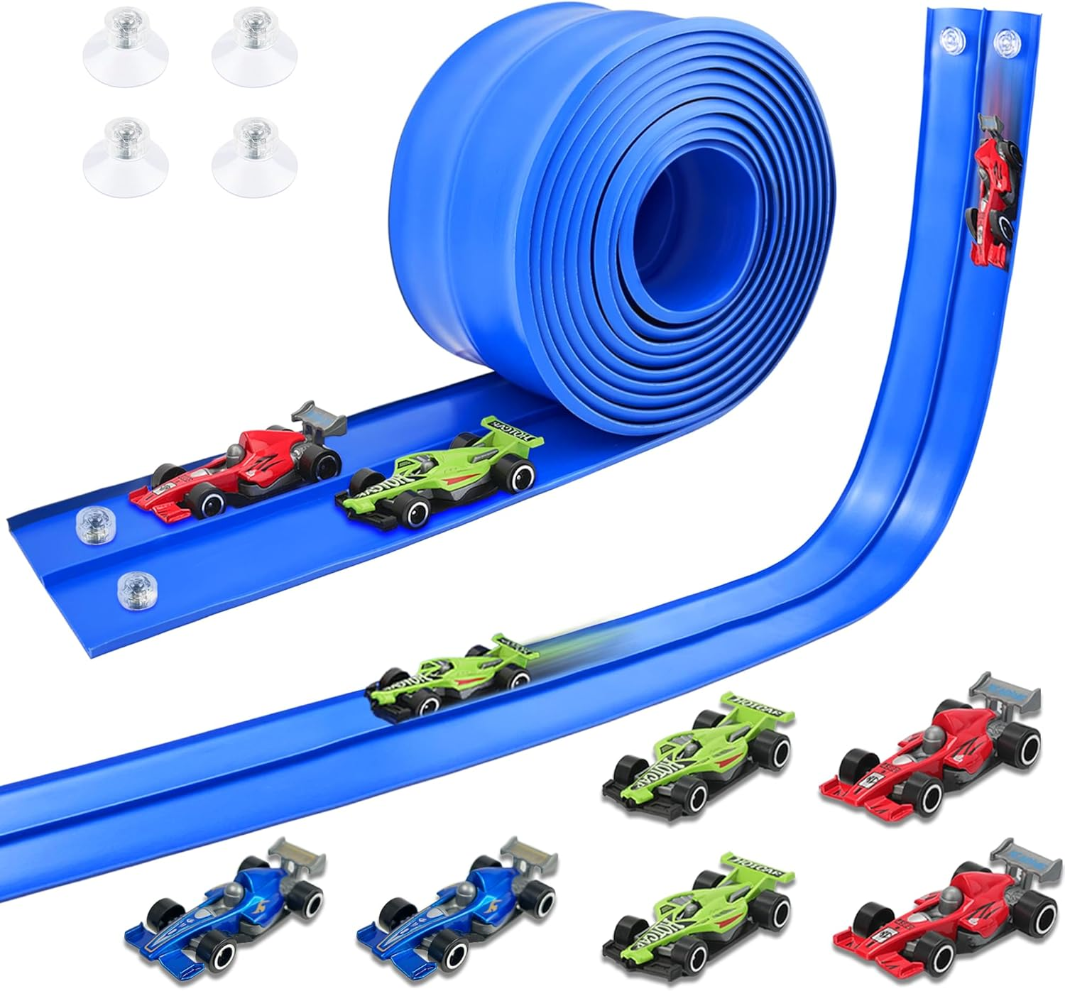 15 Ft Flexible Race Track Set with 6 Toy Cars for Kids Age 3-12 image number 6