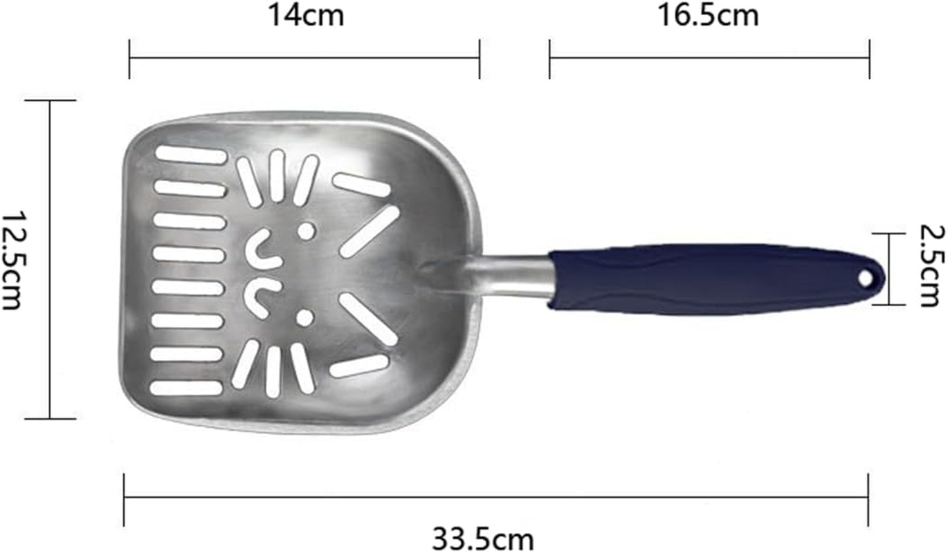 Sarini Cat Litter Scoop Durable Cat Litter Sifter Aluminum Alloy Non-Stick Cat Litter Shovel Large Cat Litter Sifter with Long Rubber Handle image number 3