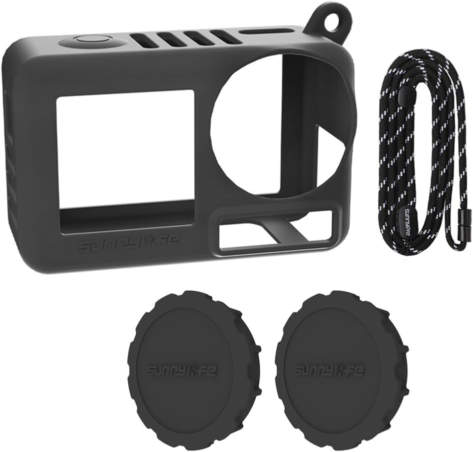 Protective Case Cover for DJI Osmo Action 5 Pro, Silicone Case Soft Anti-Slip Cover Anti-Scratch Sleeve for DJI Osmo Action 5 Pro with 2Pcs Lens Cap image number 1