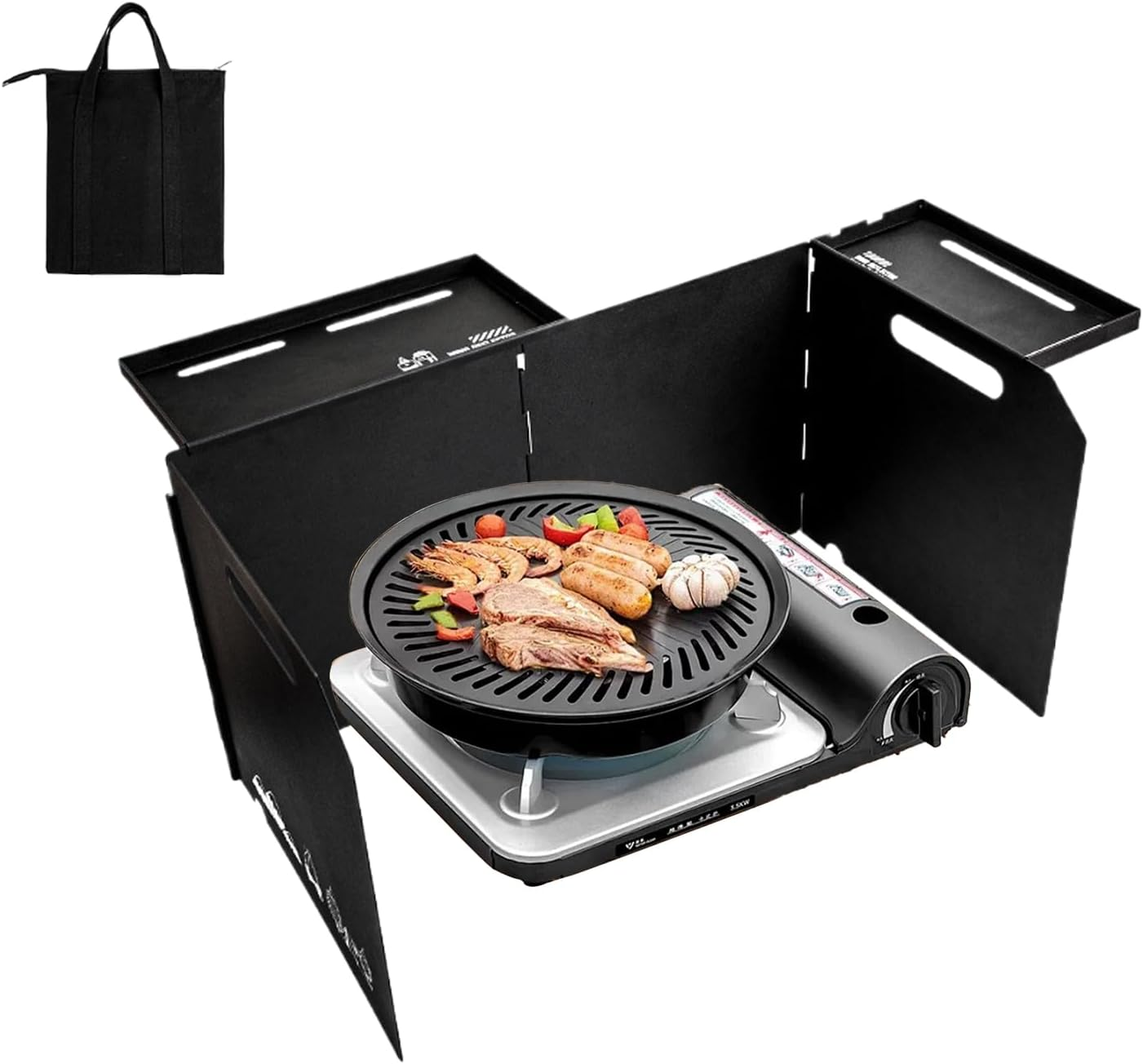 Camping Stove Windscreen - Foldable Stove Shield,Portable Windshield Tools with Storage Bag, Outdoor Cooking Burner Wind Shade for Camping Hiking Picnic Cooking image number 6