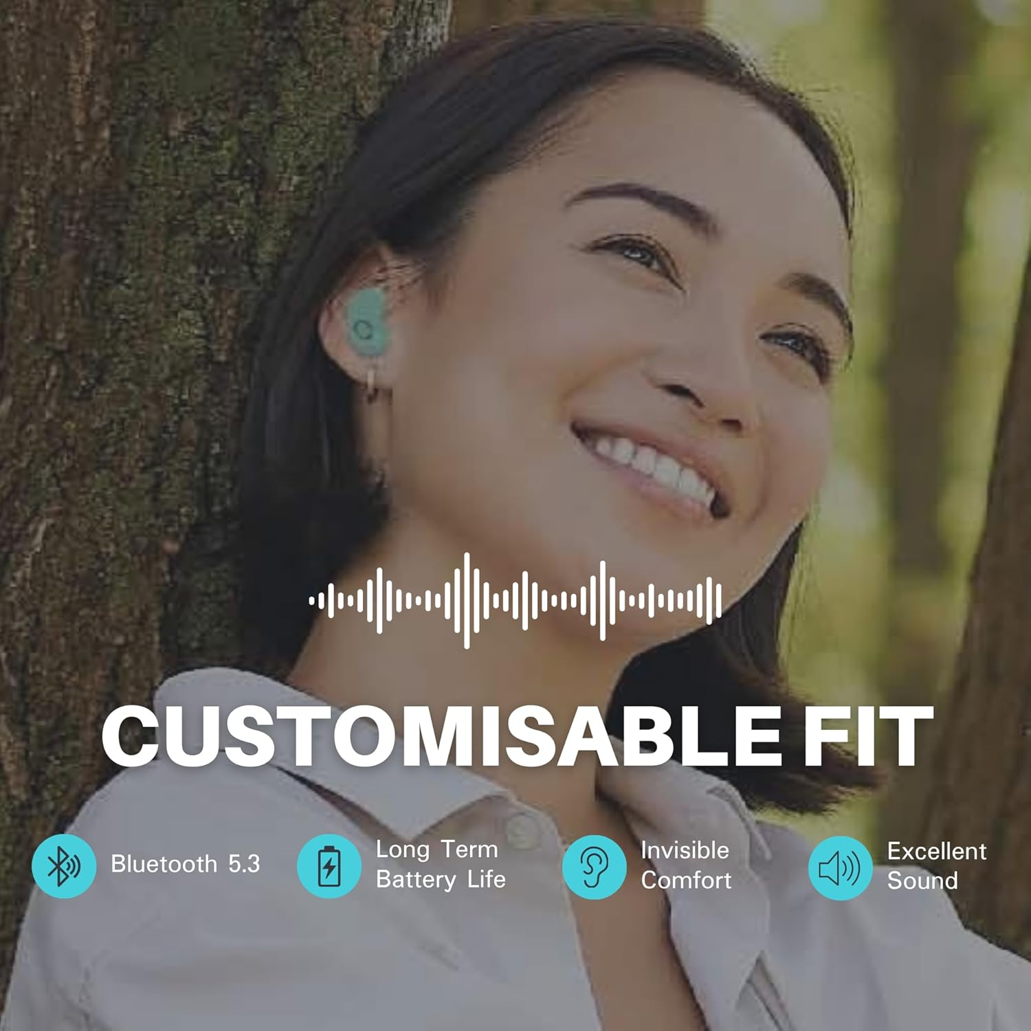 Laser TWS Mini Earbuds with ENC and LED Display Aqua, Wireless, Bluetooth, Charging Case, Battery Level Display image number 2