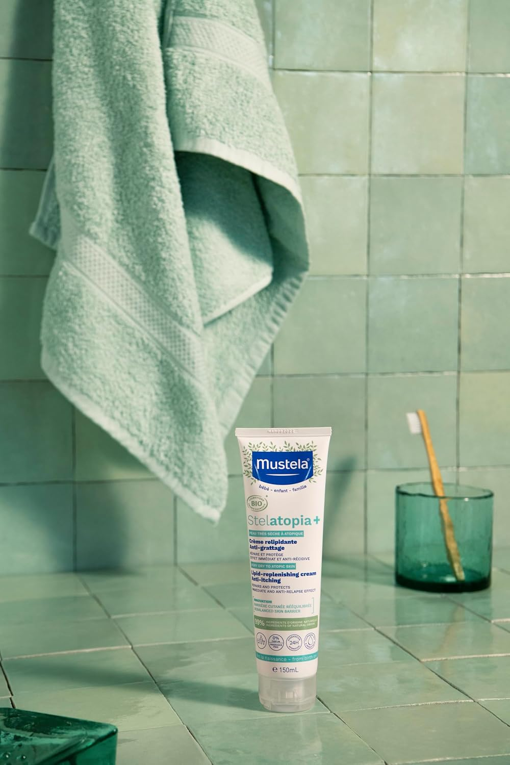 Mustela Stelatopia Anti-Itch Relief Cream Organic, Face and Body, Babies, Children, Whole Family - Extremely Dry Skin or Neurodermatitis, 99% Ingredients of Natural Origin (150 Ml) image number 4