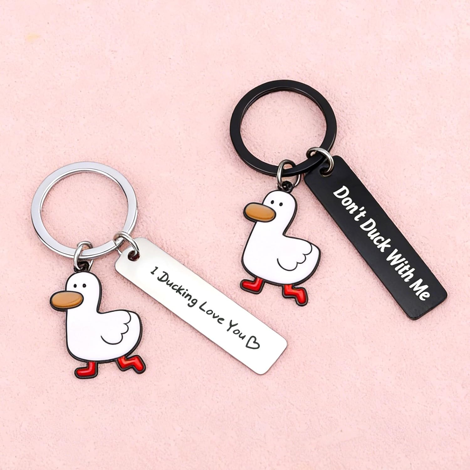 Penitue 2Pcs I Ducking Love You Keychain, Cute Metal Duck Keychain for Couples Boyfriend Girlfriend Christmas Birthday Anniversary image number 5
